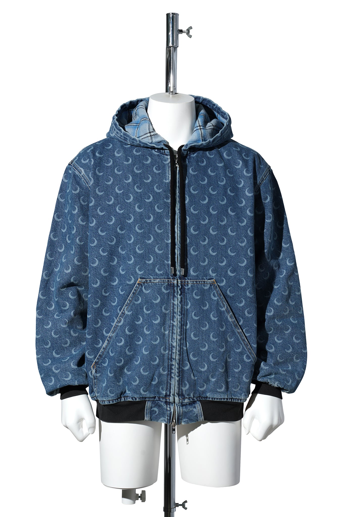 MOON LASER BLUE WASH DENIM PADDED JACKET / BL05:LIGHT BLUE
