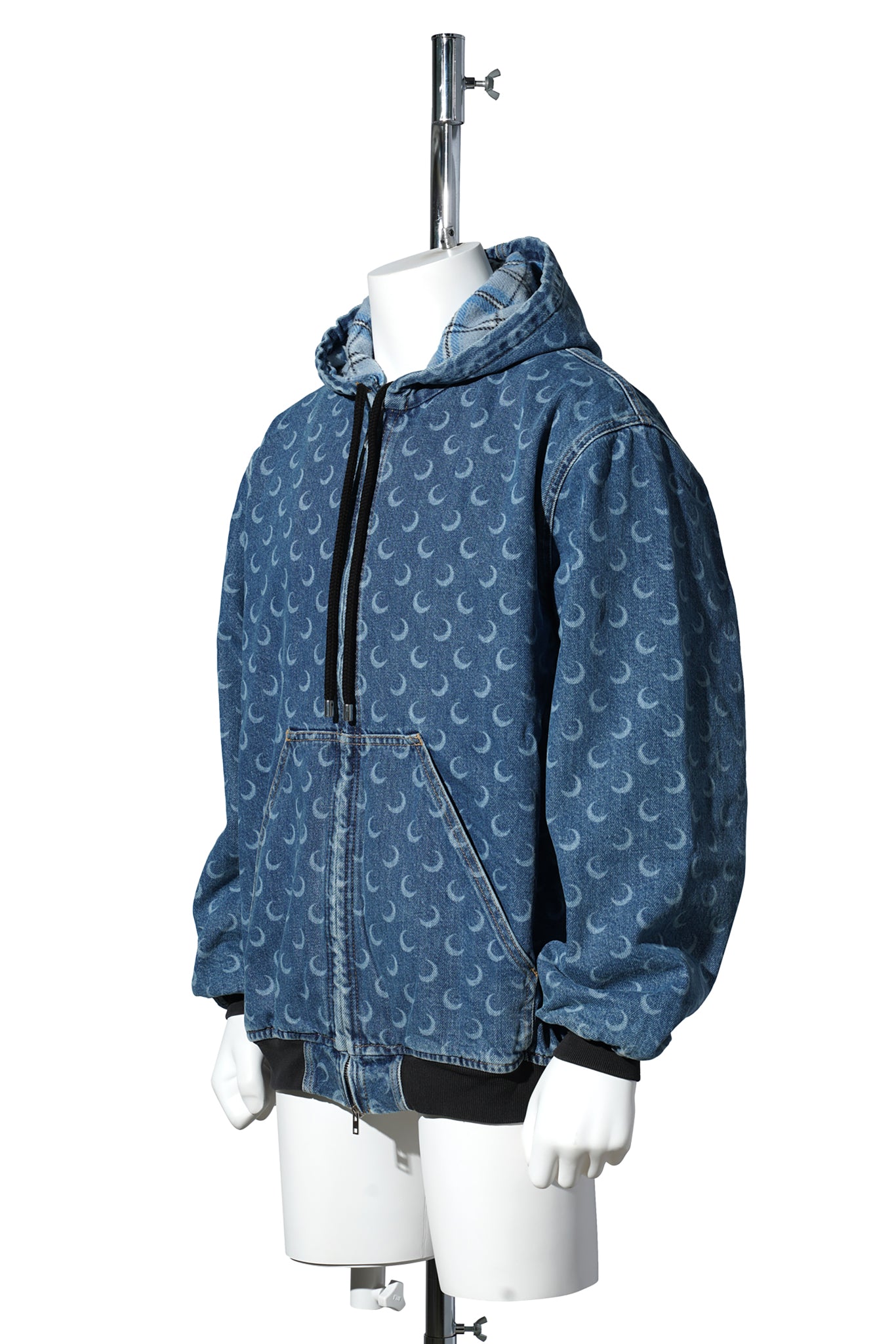 MOON LASER BLUE WASH DENIM PADDED JACKET / BL05:LIGHT BLUE