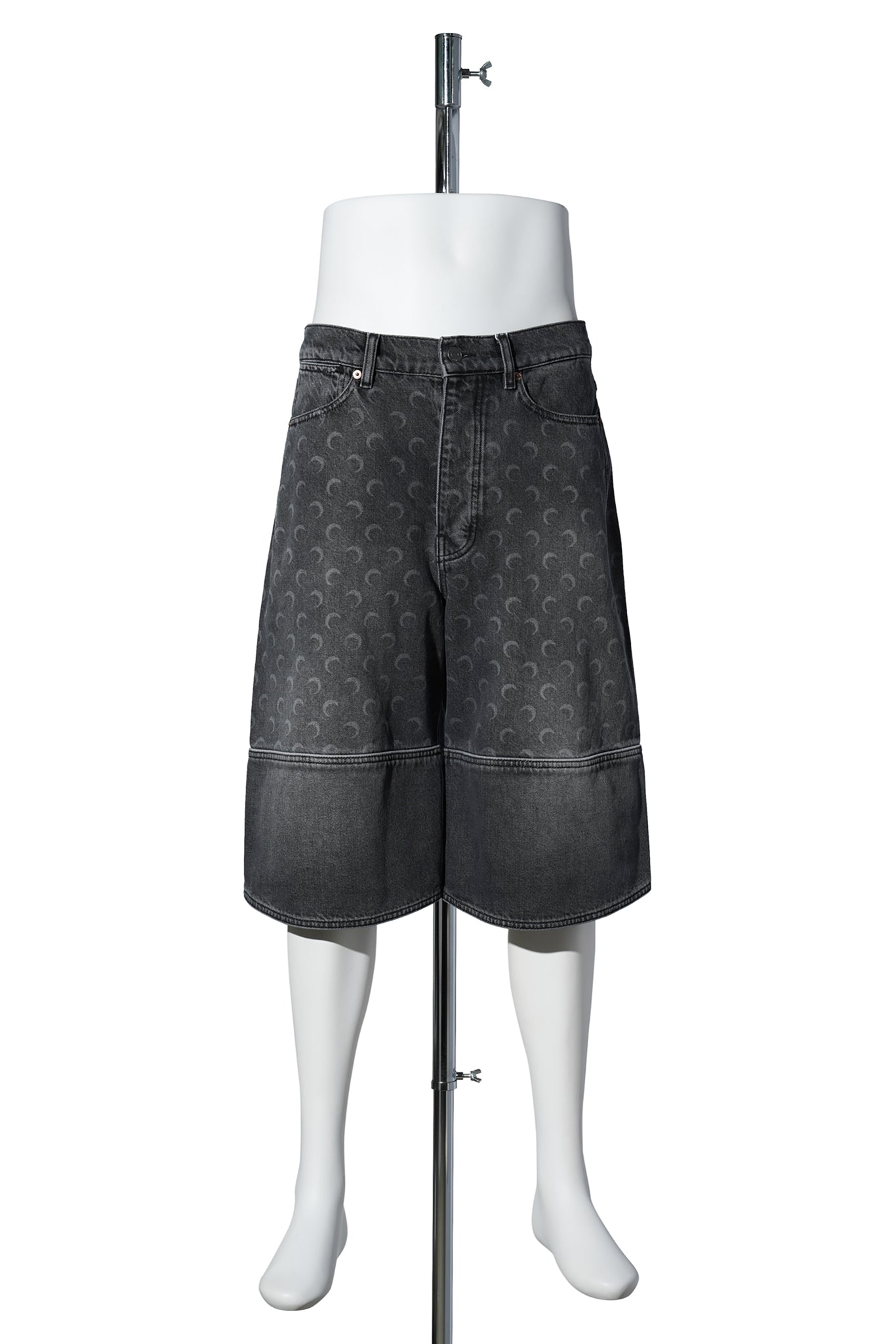 MOON LASER GREY WASH DENIM SHORTS / GR90:DARK GREY