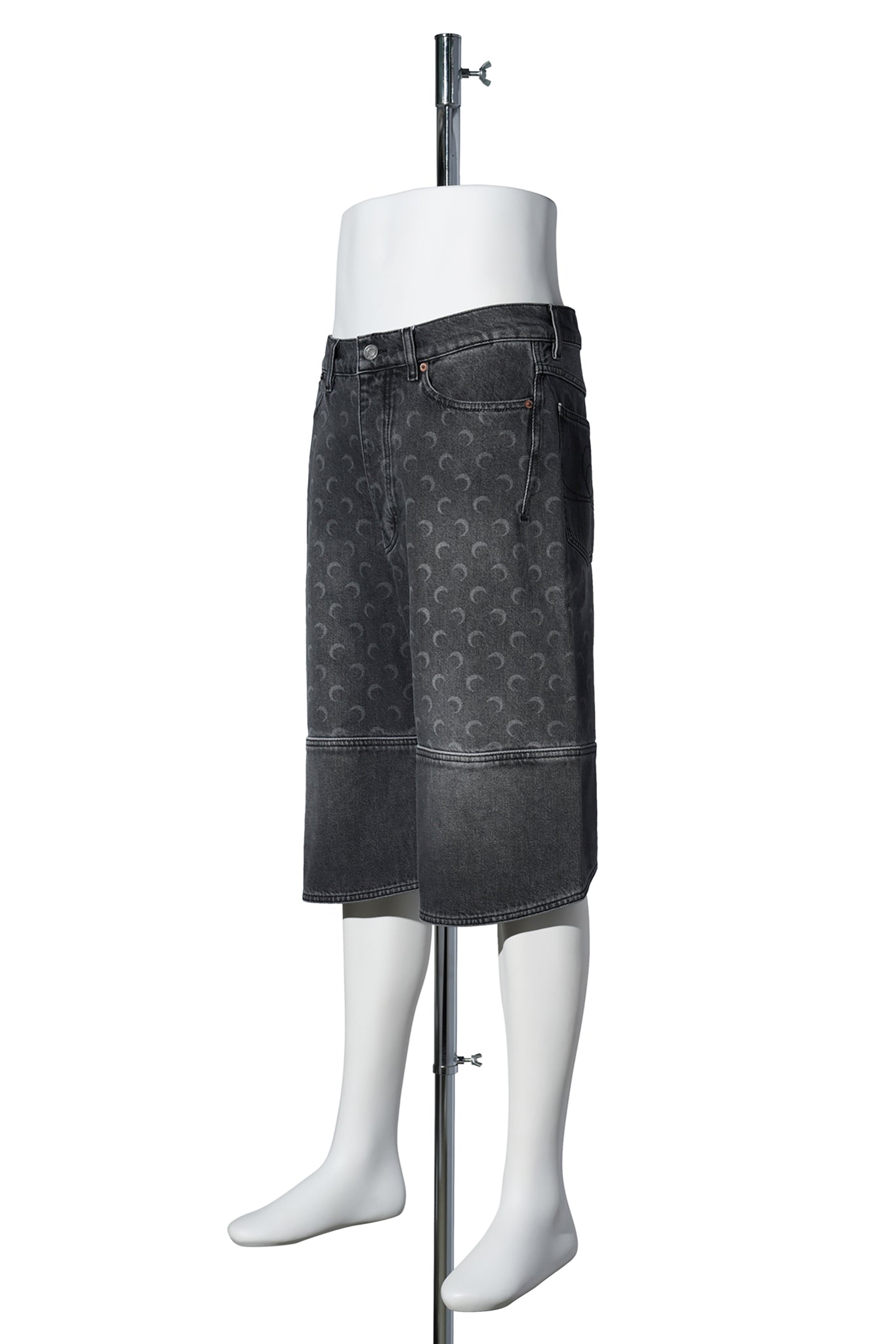MOON LASER GREY WASH DENIM SHORTS / GR90:DARK GREY