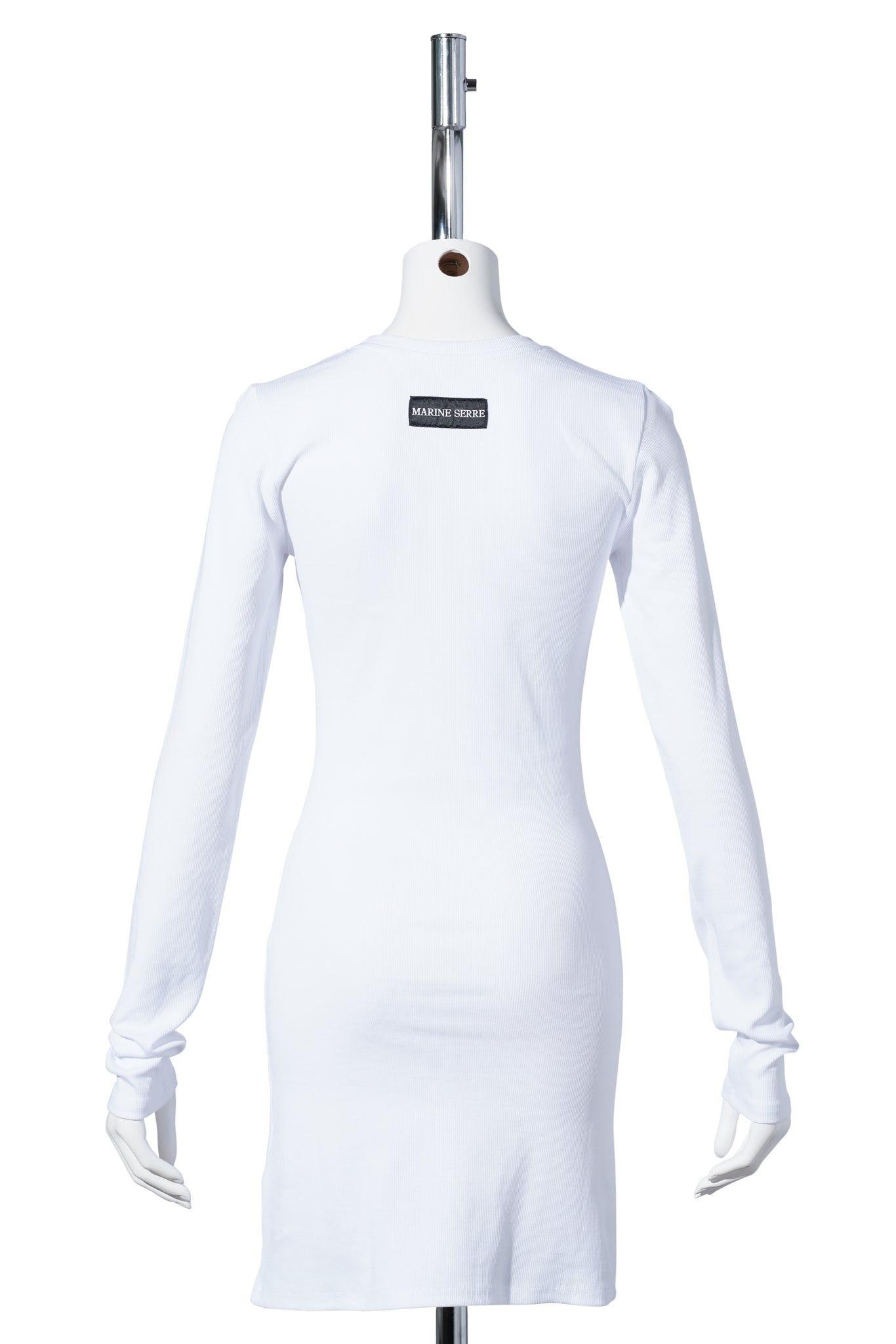 MOON LOGO RIBBED JERSEY LS MINI CREWNECK DRESS / WH10:WHITE