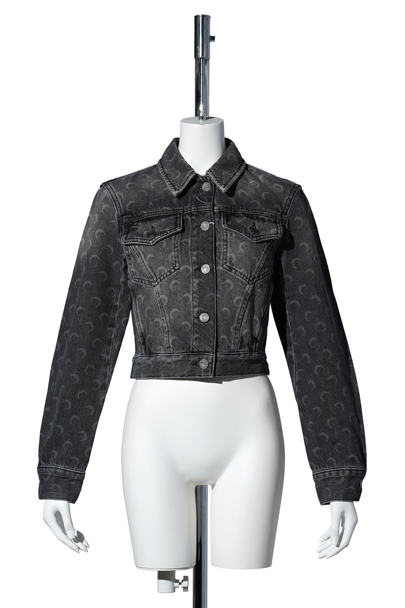 MOON LASER GREY WASH DENIM CROPPED JACKET / GR90:DARK GREY