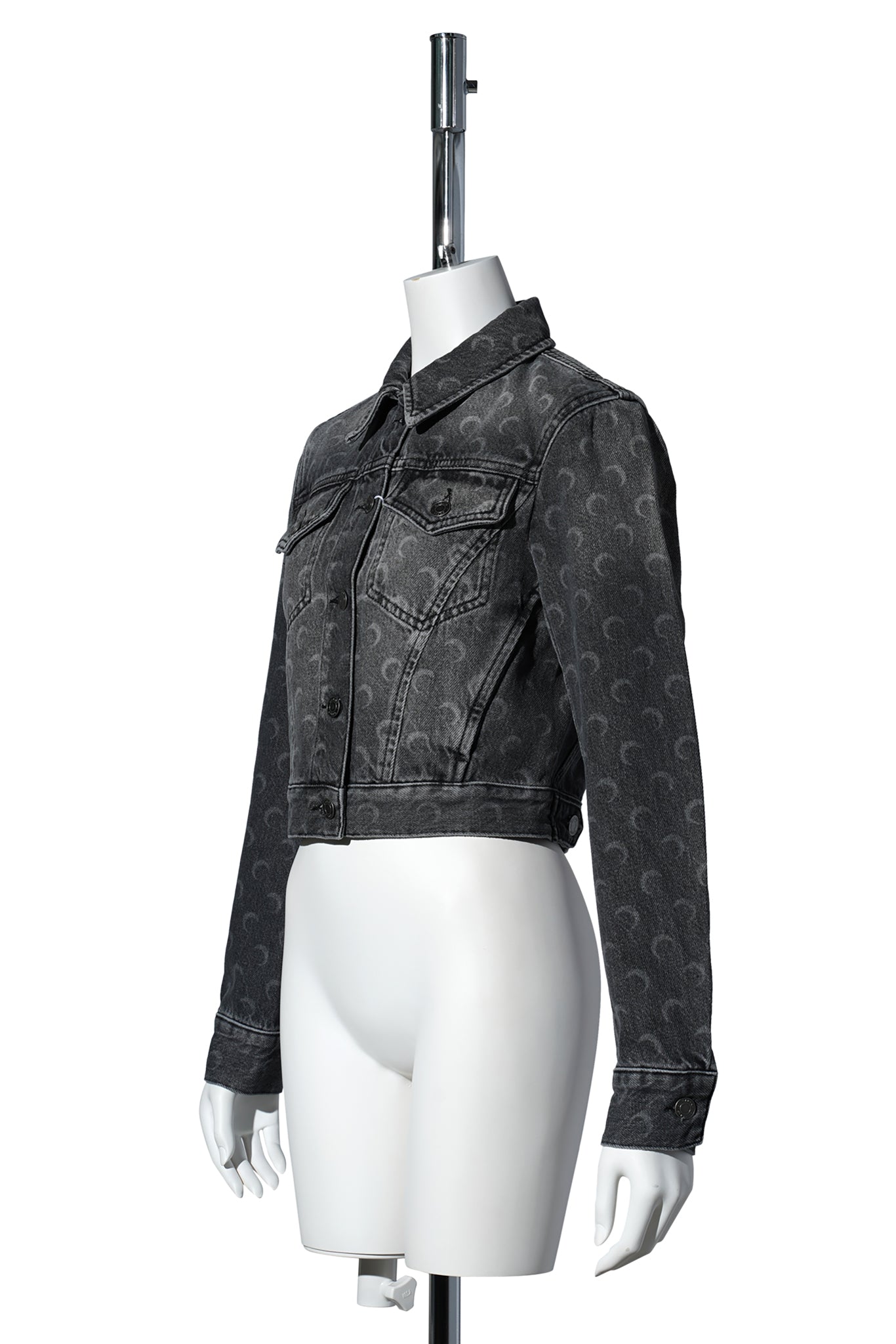 MOON LASER GREY WASH DENIM CROPPED JACKET / GR90:DARK GREY