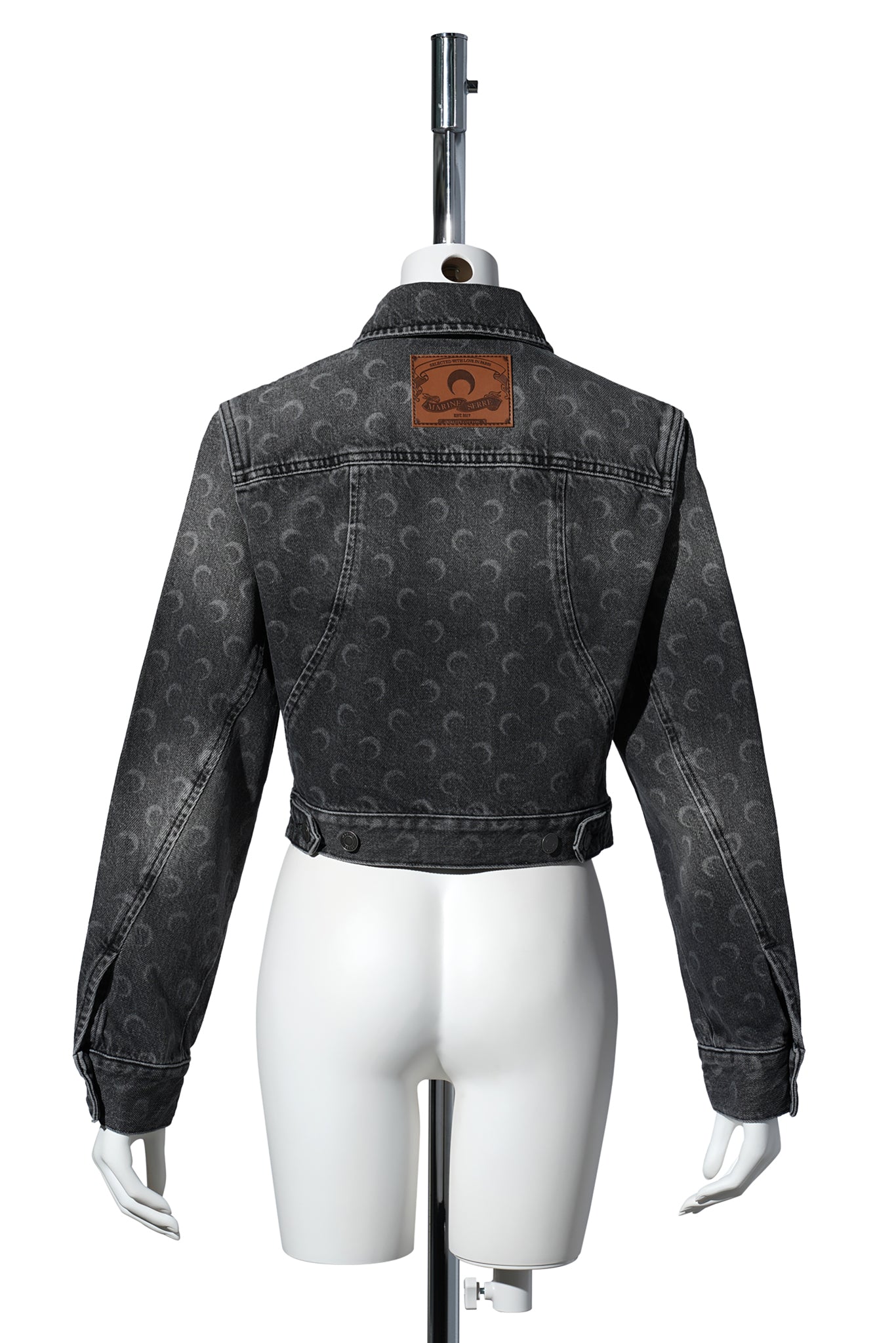 MOON LASER GREY WASH DENIM CROPPED JACKET / GR90:DARK GREY