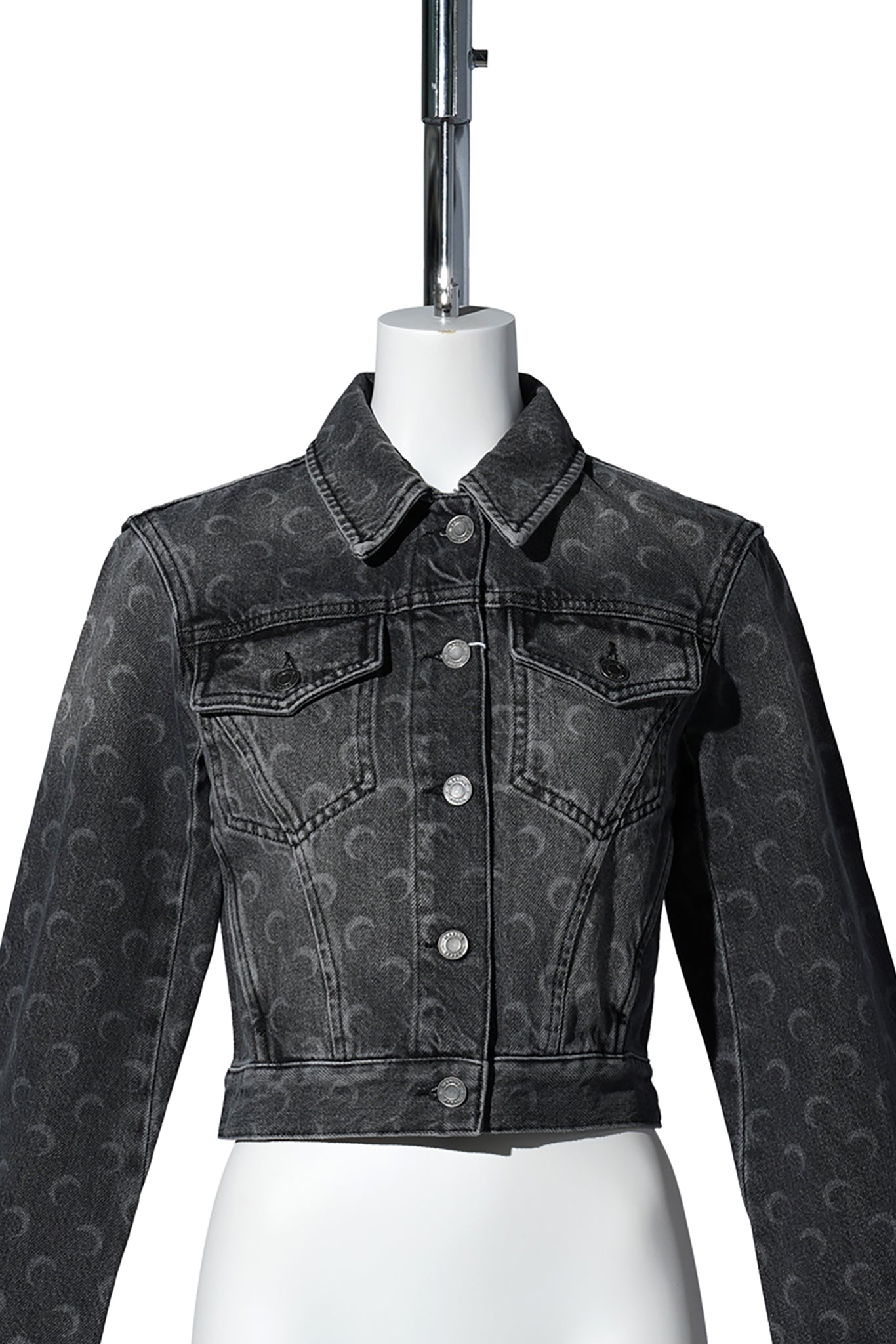 MOON LASER GREY WASH DENIM CROPPED JACKET / GR90:DARK GREY