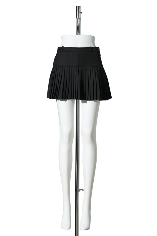 VIRGIN WOOL STRETCH TWILL MINI SKIRT / BK99:BLACK
