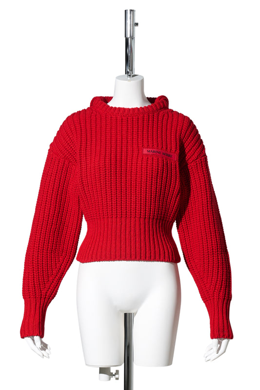 CHUNKY WOOL KNIT CREWNECK SWEATER / RD10:RED