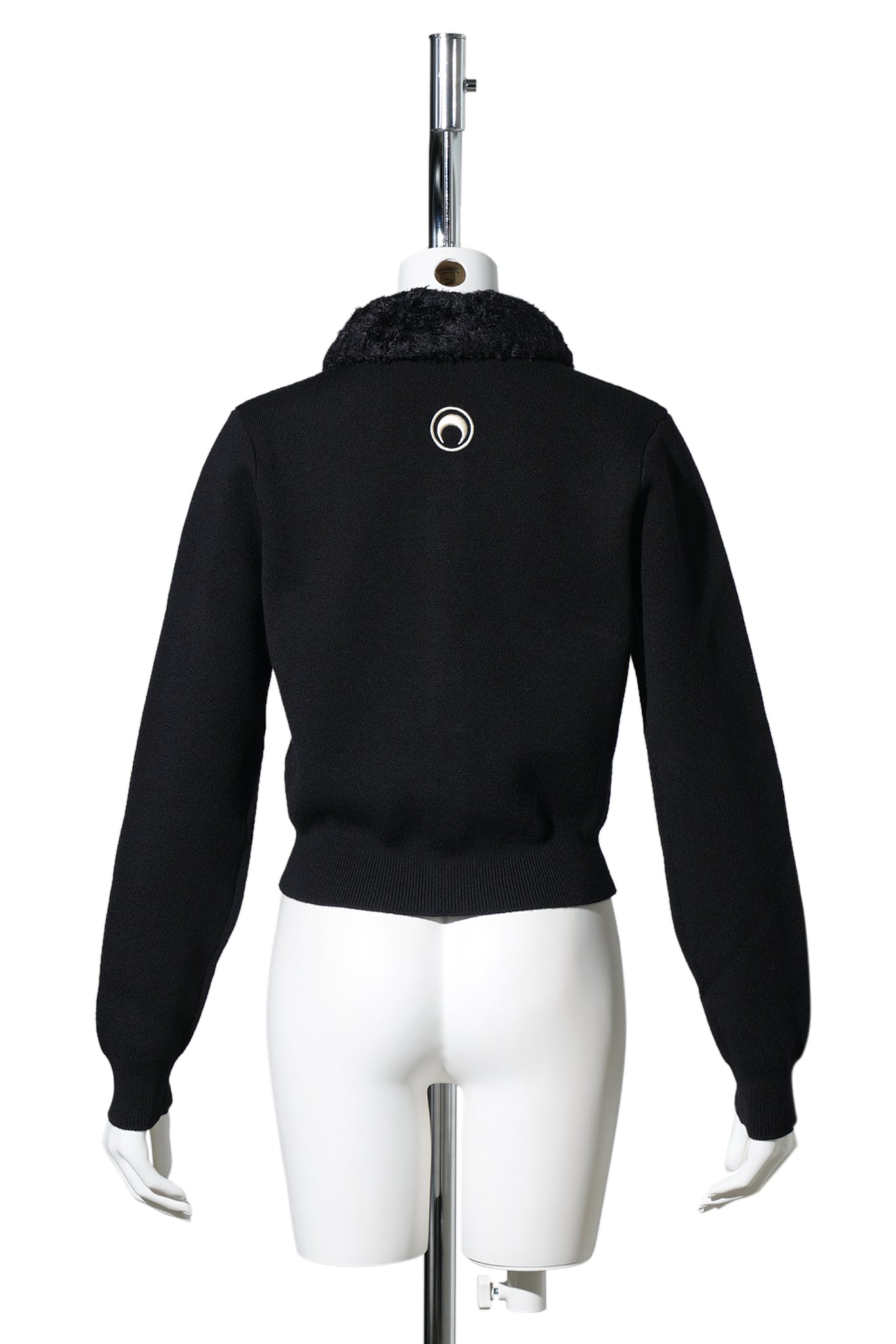 MERINO WOOL KNIT CROPPED CARDIGAN / BK99:BLACK