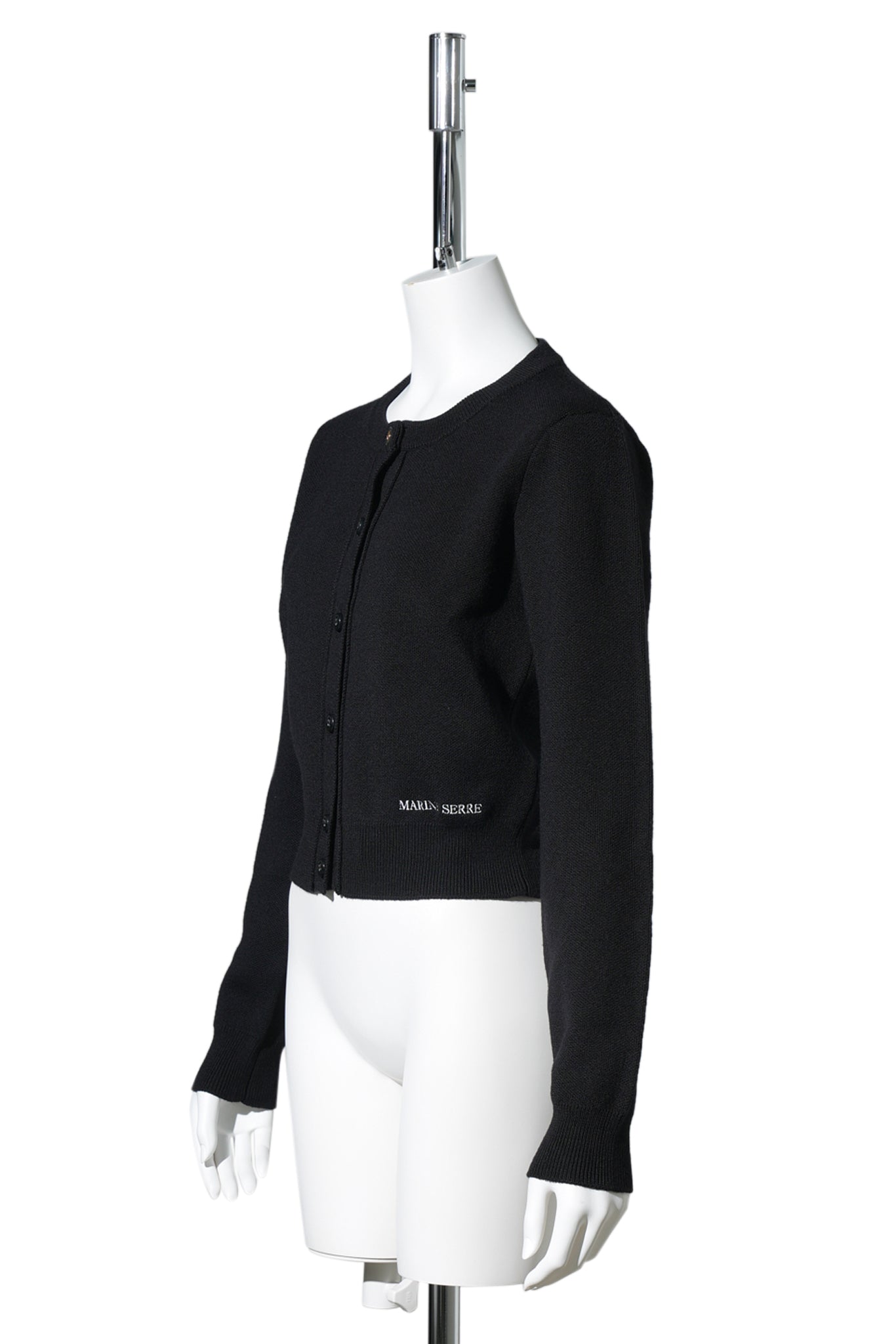 MERINO WOOL KNIT CROPPED CARDIGAN / BK99:BLACK