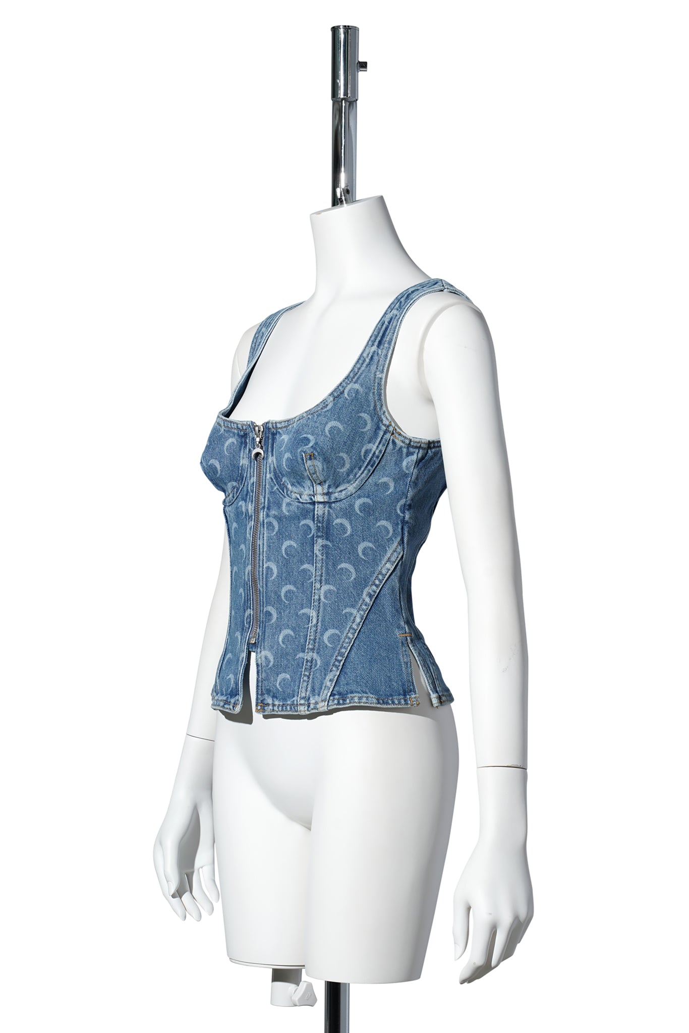 MOON LASER BLUE WASH DENIM BUSTIER TOP / BL05:LIGHT BLUE