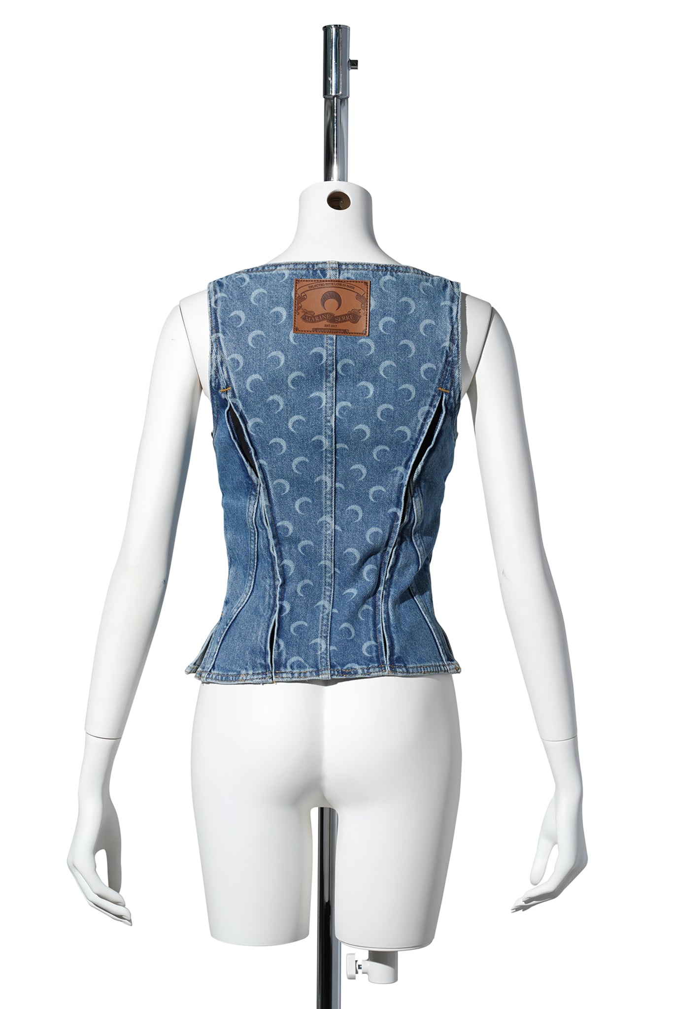 MOON LASER BLUE WASH DENIM BUSTIER TOP / BL05:LIGHT BLUE