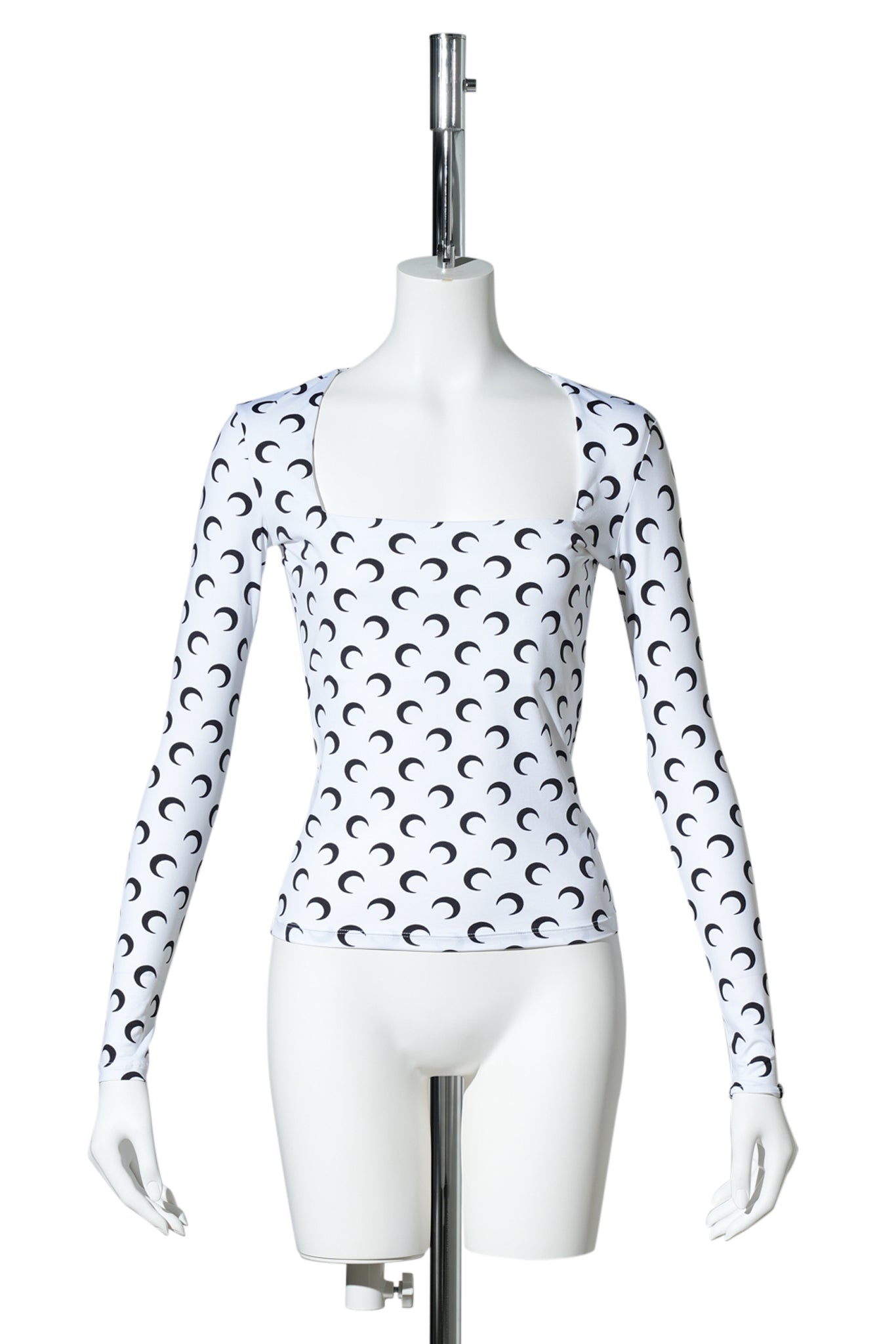 MOON PRINTED JERSEY LS SQUARENECK TOP / WH00 OPTICAL WHITE