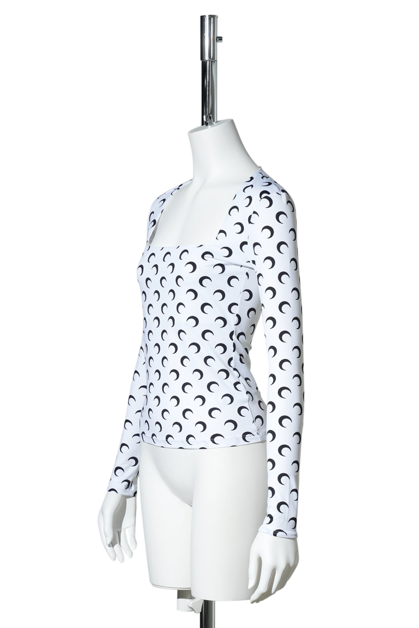 MOON PRINTED JERSEY LS SQUARENECK TOP / WH00 OPTICAL WHITE
