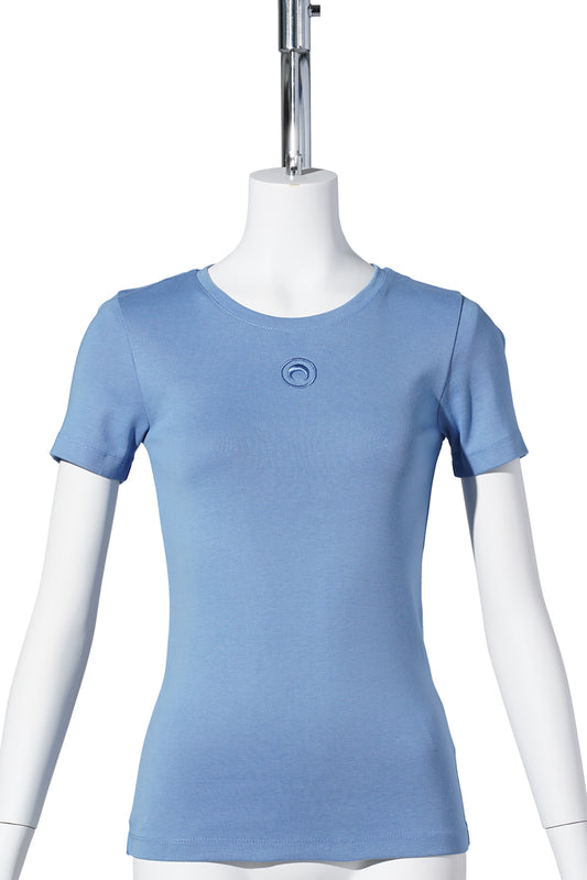 MOON LOGO RIBBED JERSEY BABY FIT T-SHIRT / BB01:BLUE BONNET