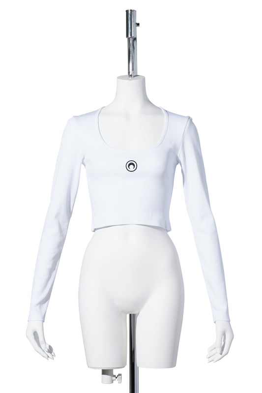 MOON LOGO JERSEY LS ROUNDNECK TOP / WH10:WHITE