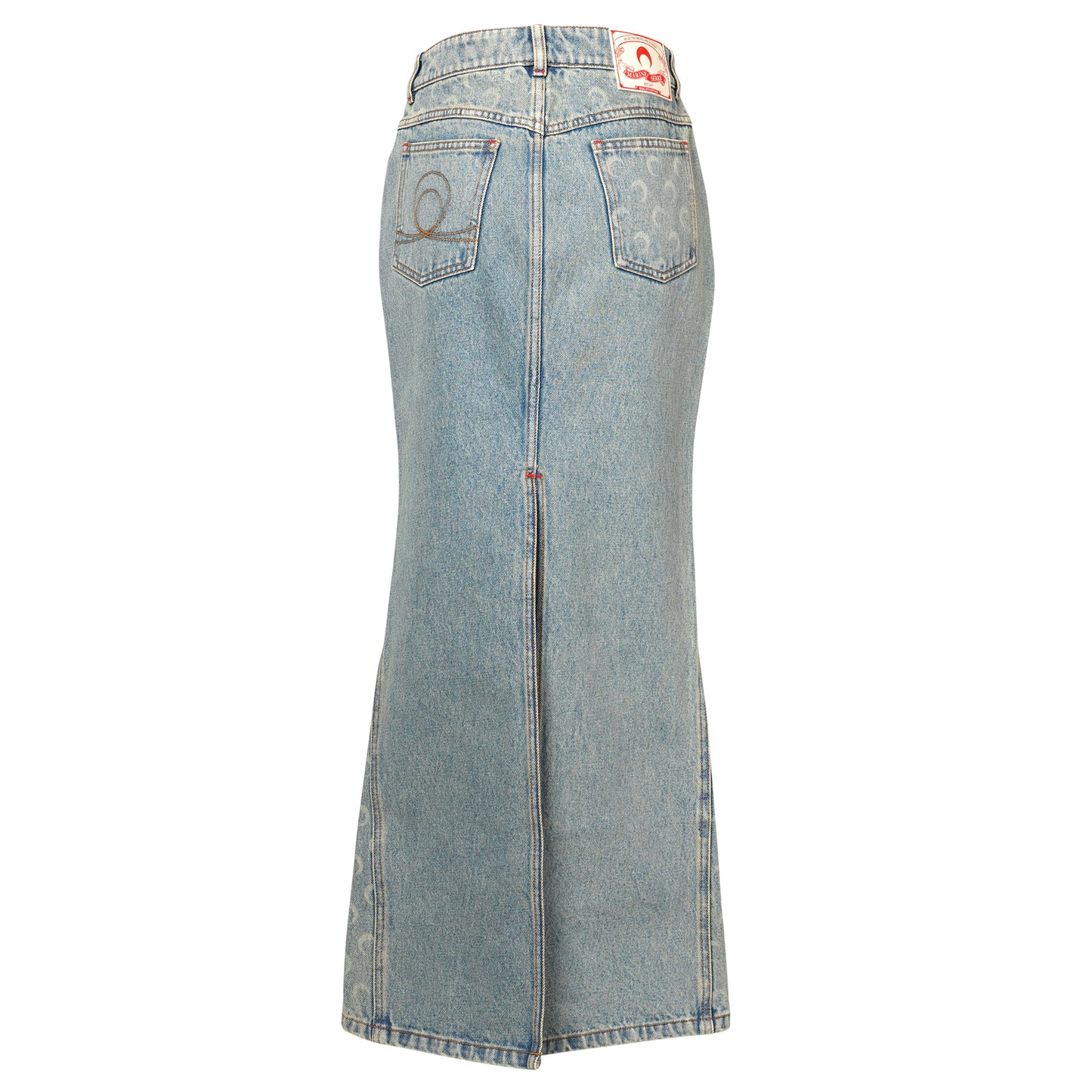 MOON LASER DENIM LONG SKIRT / BG10:LIGHT BEIGE