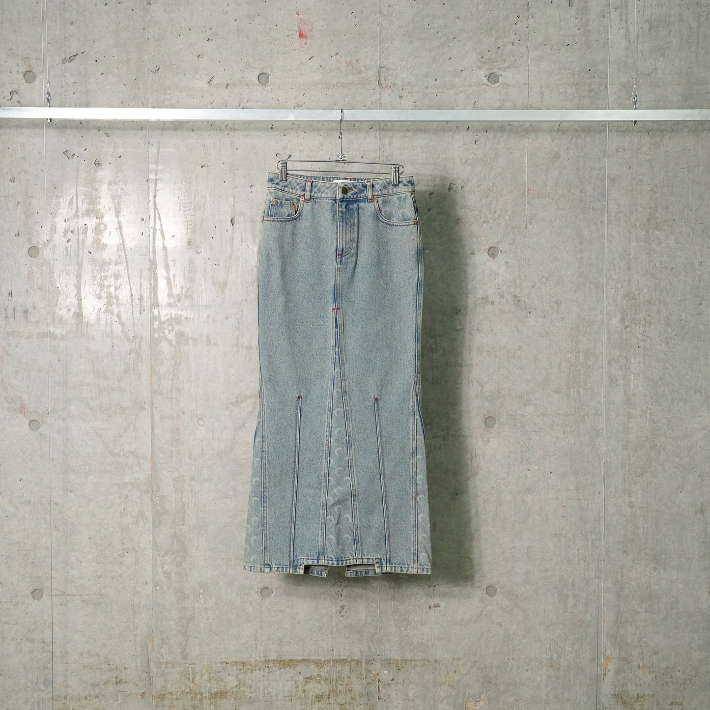 MOON LASER DENIM LONG SKIRT / BG10:LIGHT BEIGE