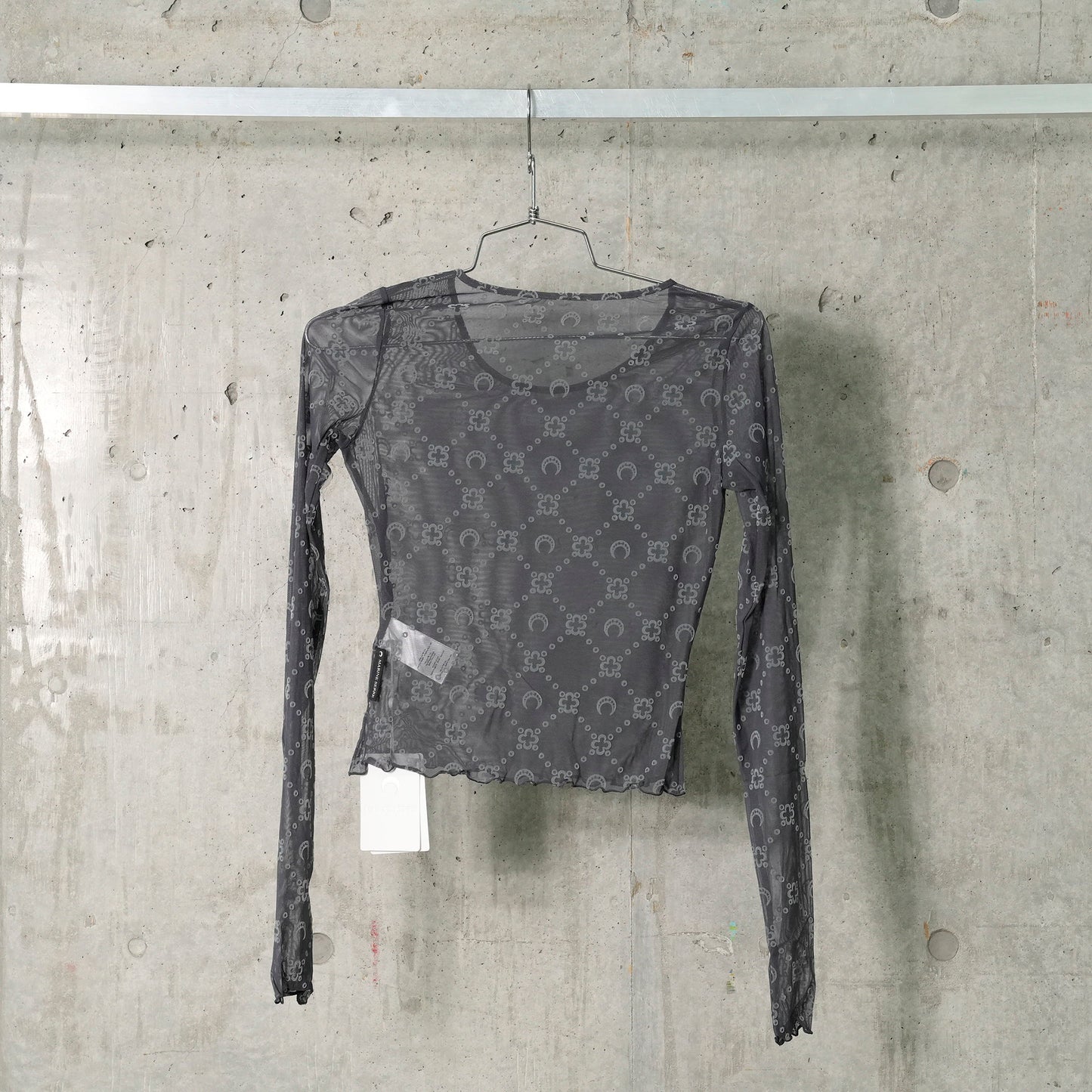 RECYCLED MESH FLOCK SS CROPPED TOP / GR70:STONE GREY