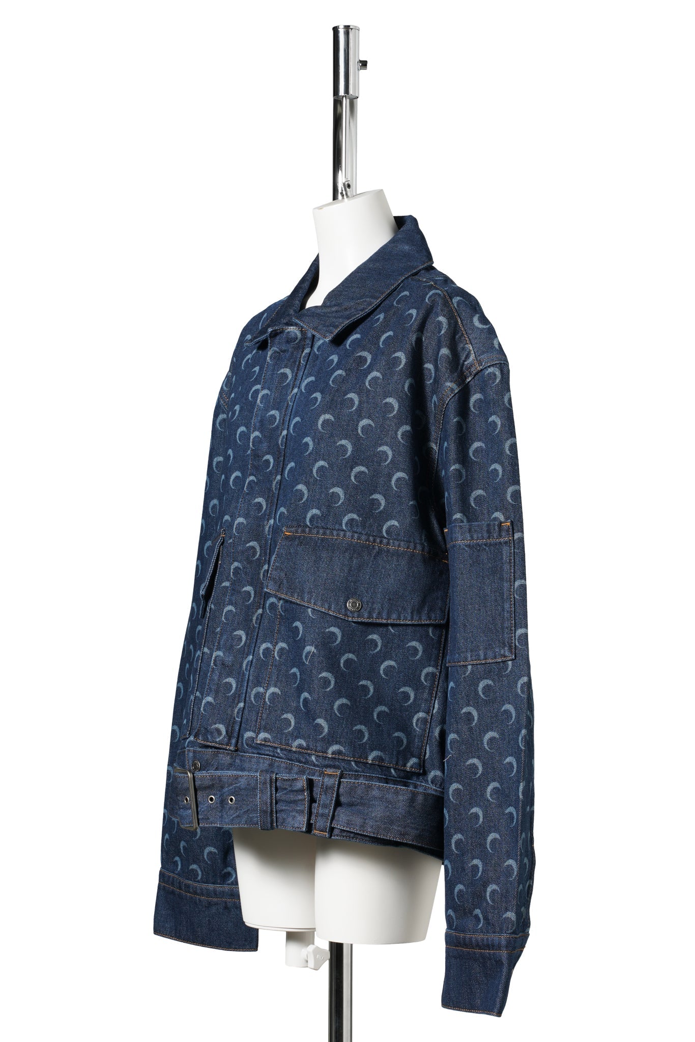 MIDNIGHT BLUE DENIM BELTED TRUCKER JACKET / BL80:MIDNIGHT BLUE