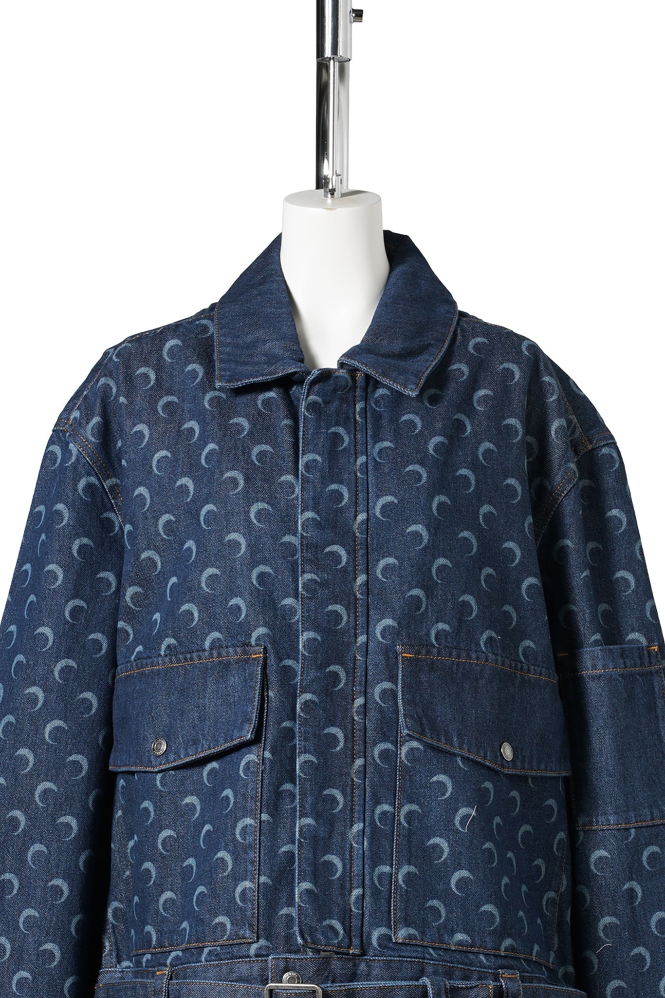 MIDNIGHT BLUE DENIM BELTED TRUCKER JACKET / BL80:MIDNIGHT BLUE