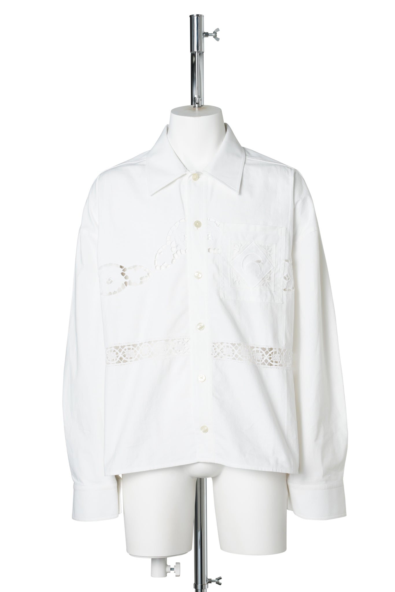 REGENERATED HOUSEHOLD LINEN BOXY LS SHIRT / WH20:OFF WHITE