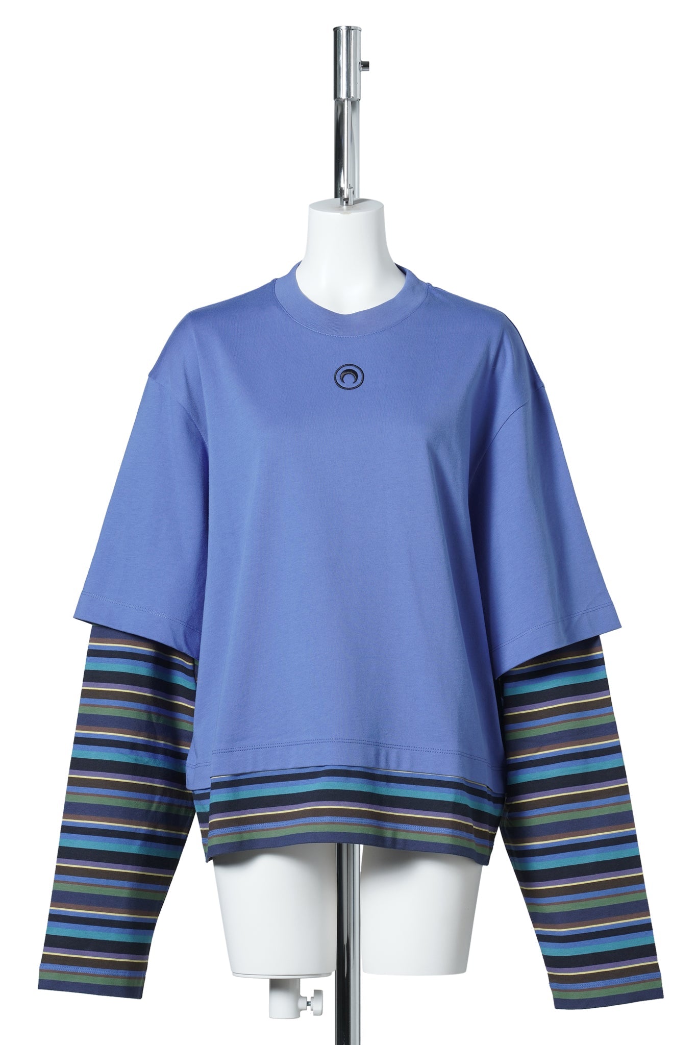 MOON LOGO STRIPES JERSEY LS DOUBLE T-SHIRT / BL50:BLUE