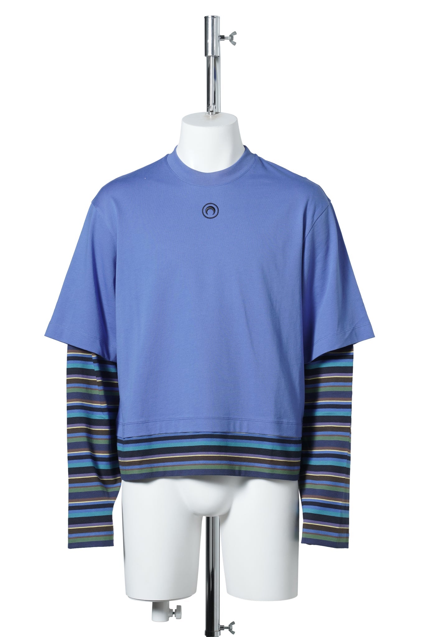 MOON LOGO STRIPES JERSEY LS DOUBLE T-SHIRT / BL50:BLUE