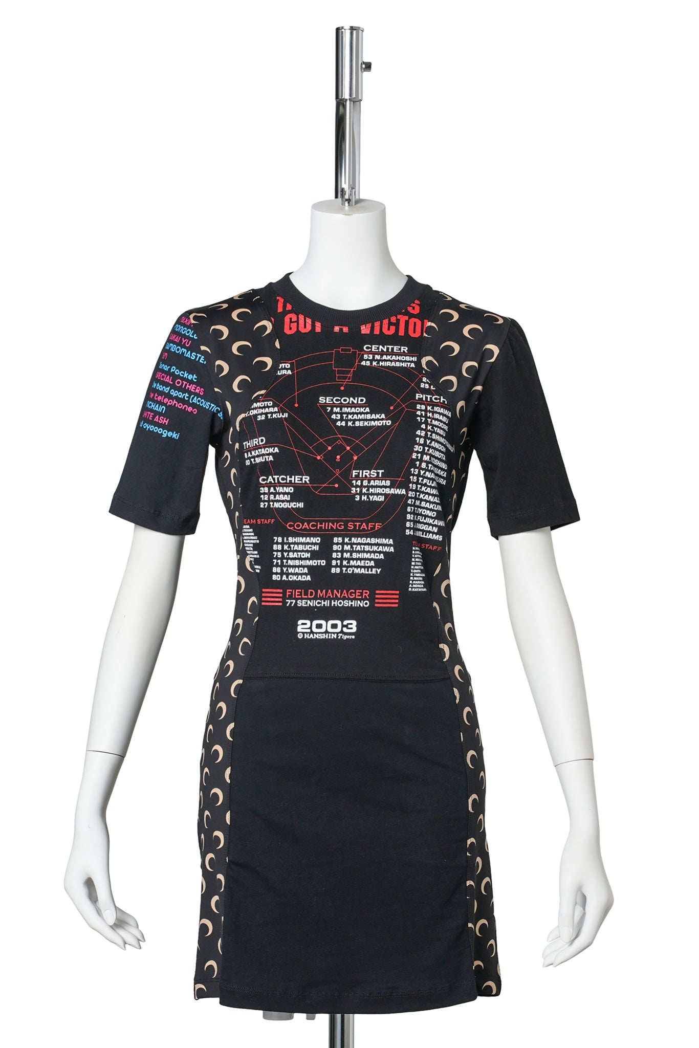 REGENERATED JERSEY FITTED MINI DRESS / BK87：BLACK/INVERSE TAN