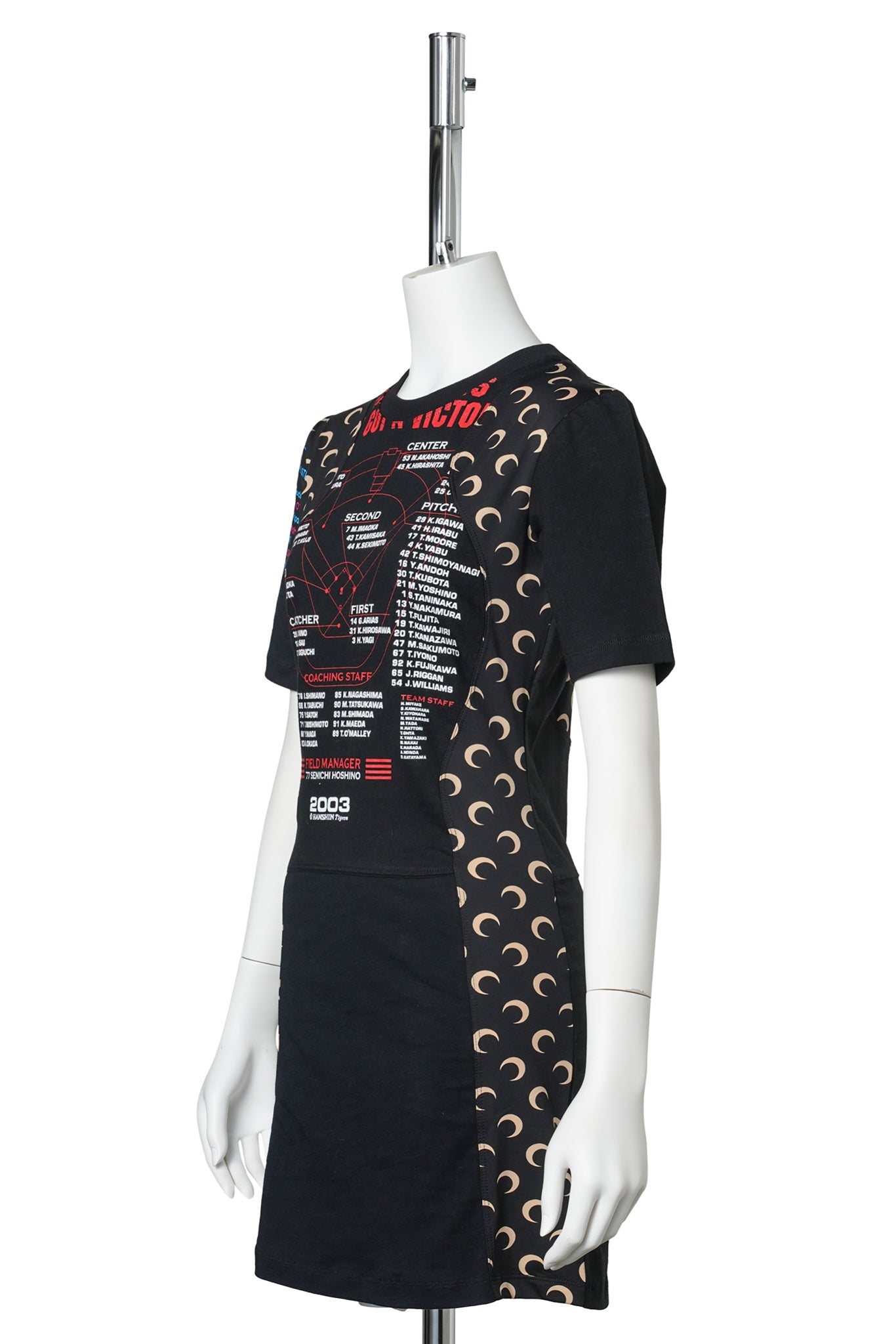 REGENERATED JERSEY FITTED MINI DRESS / BK87：BLACK/INVERSE TAN
