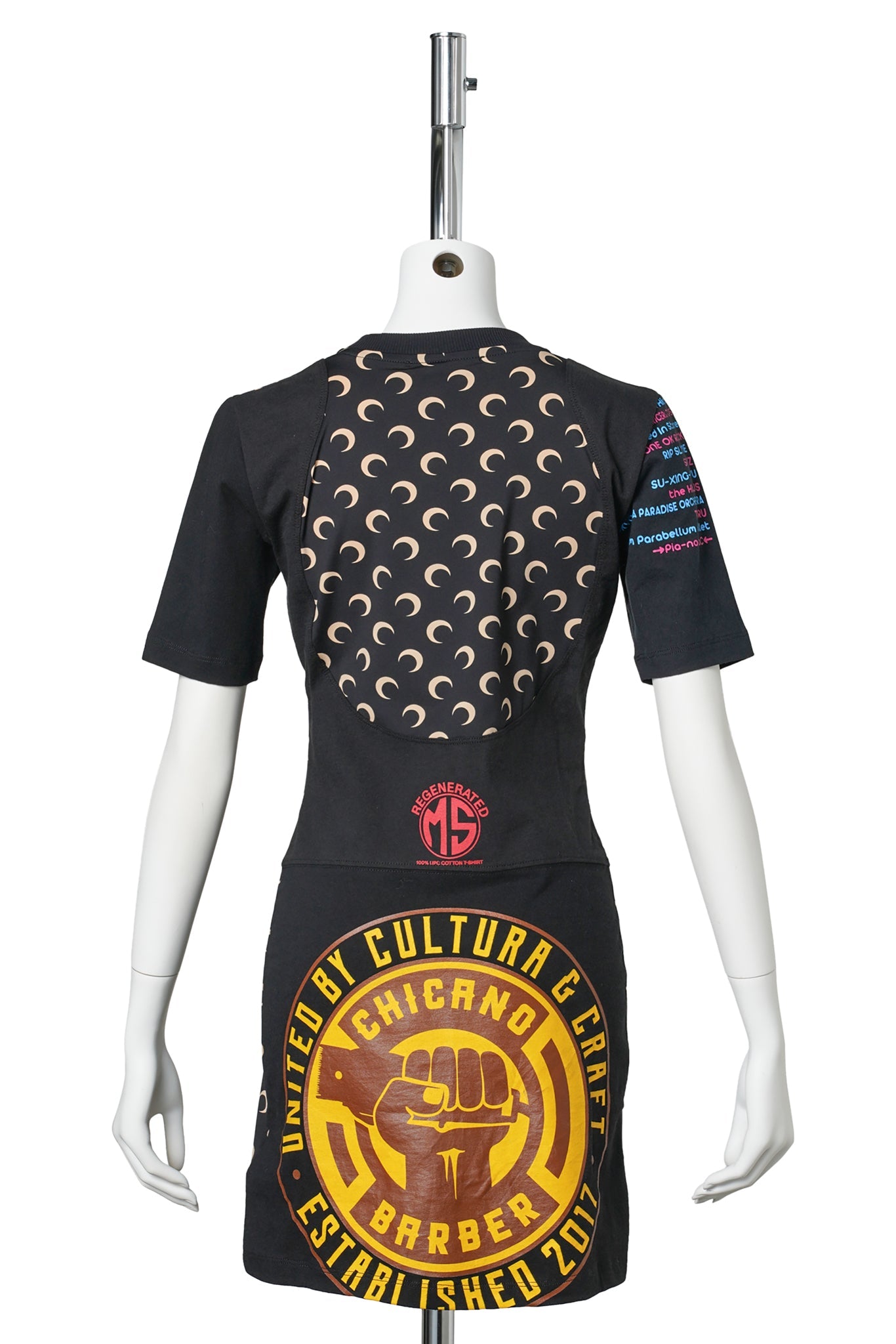 REGENERATED JERSEY FITTED MINI DRESS / BK87：BLACK/INVERSE TAN