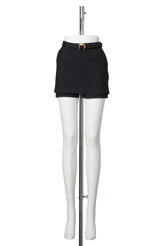 TAILORED MOON BELTED MINI SKORT / BK99：BLACK