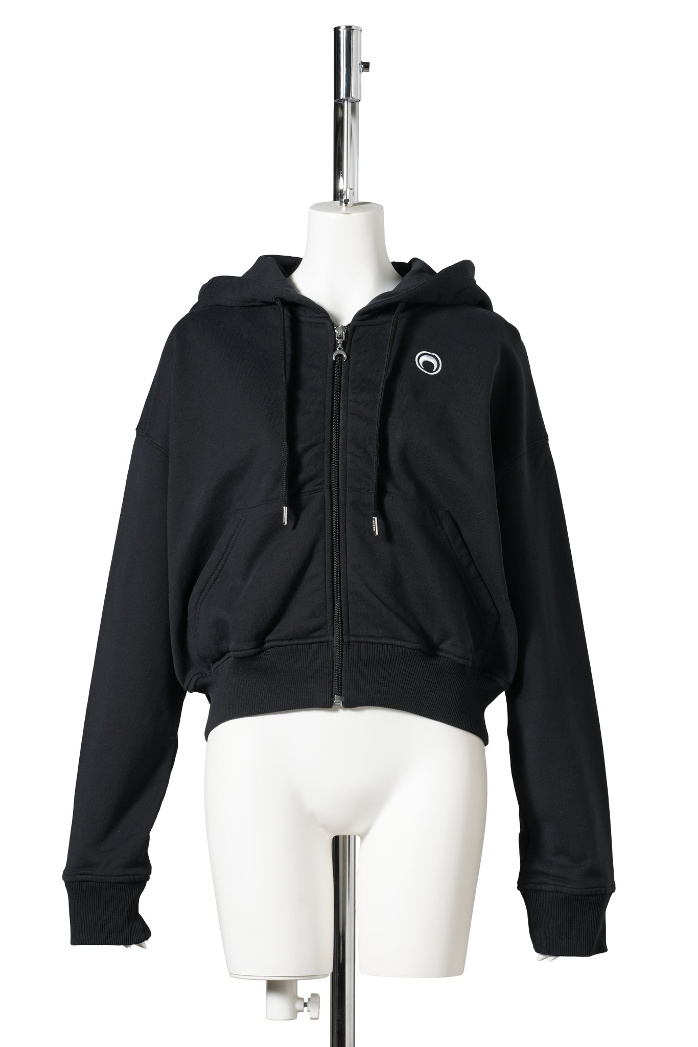 MOON LOGO ZIPPED CROPPED HOODIE / BK99:BLACK