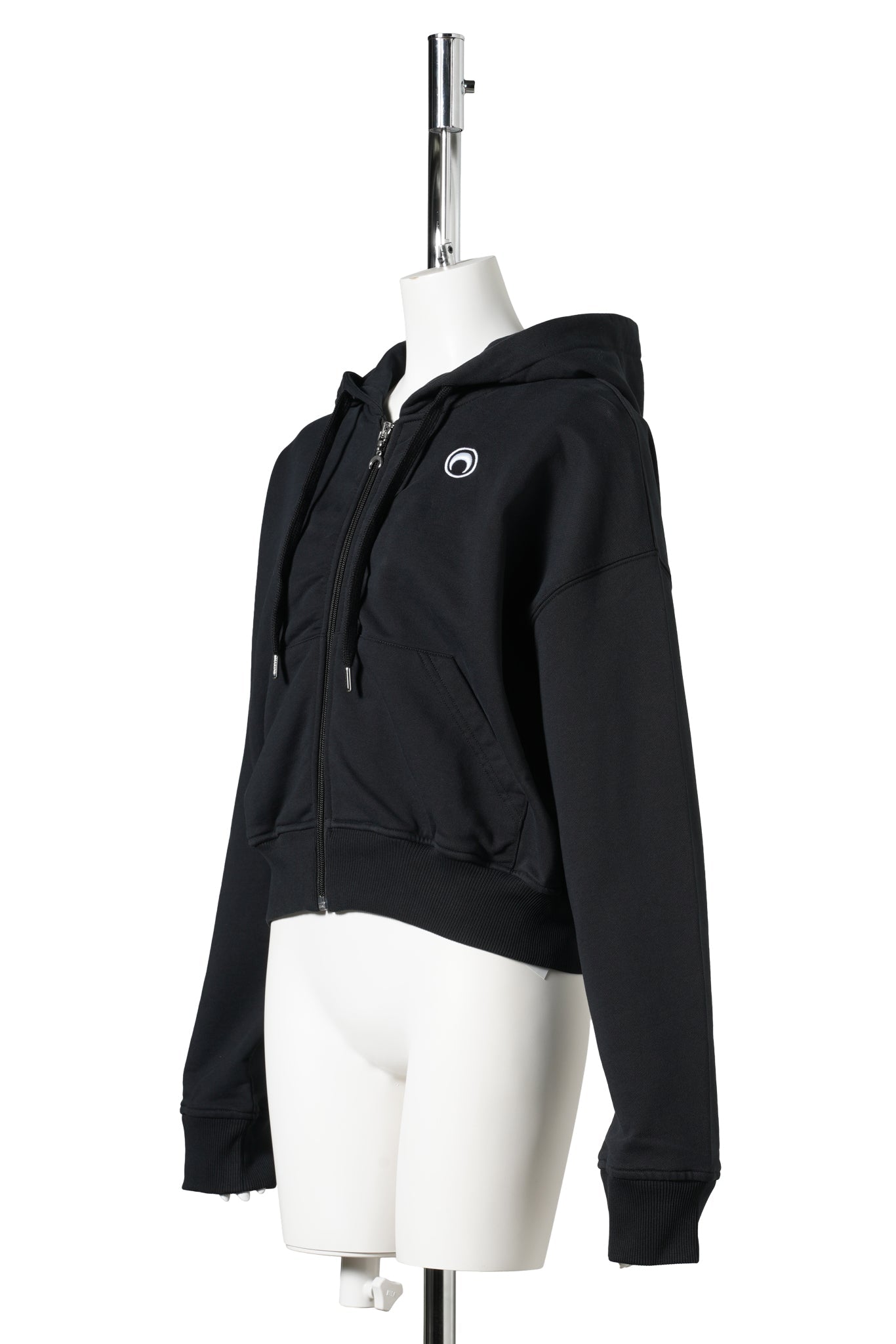 MOON LOGO ZIPPED CROPPED HOODIE / BK99:BLACK