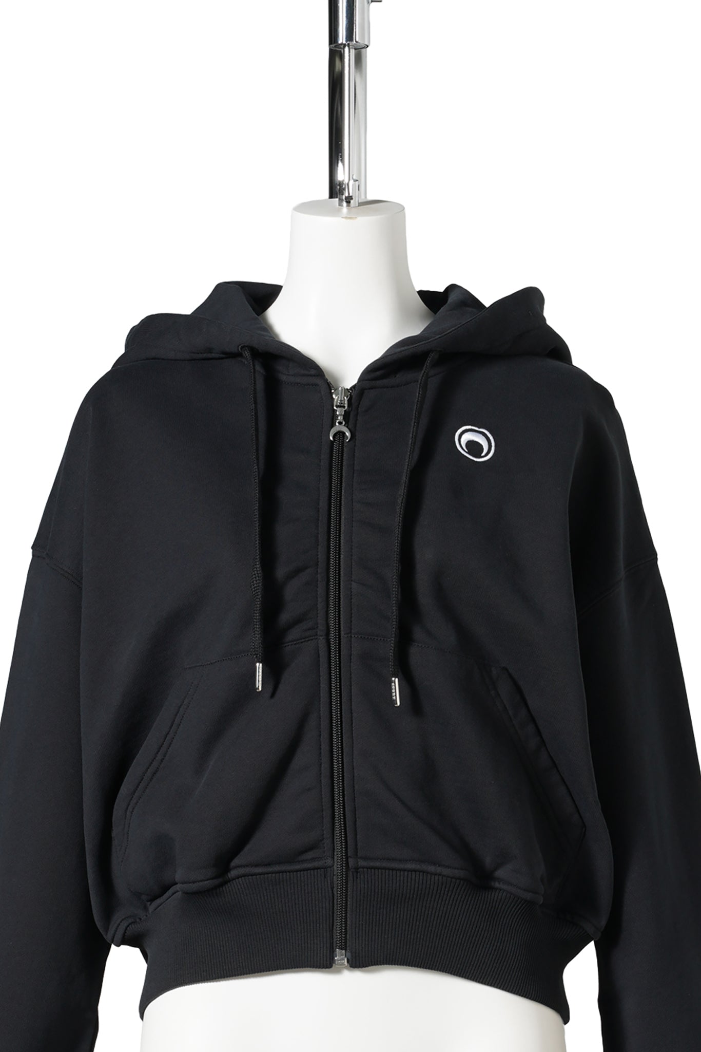 MOON LOGO ZIPPED CROPPED HOODIE / BK99:BLACK