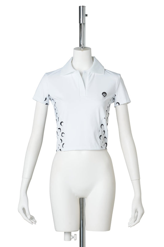 ATHLEISURE SS POLO TOP WITH MOON INSERTS / WH00:OPTICAL WHITE