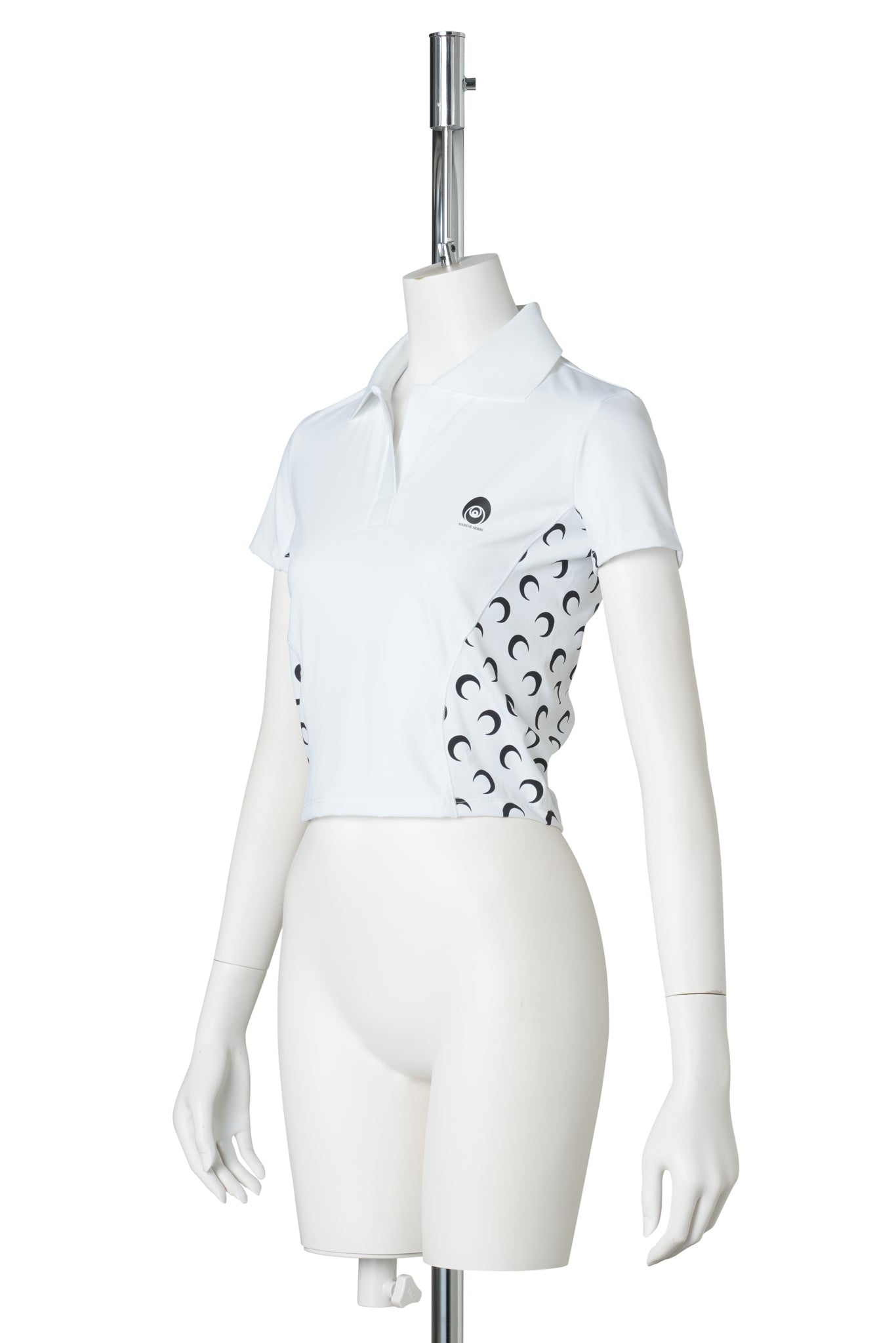 ATHLEISURE SS POLO TOP WITH MOON INSERTS / WH00:OPTICAL WHITE
