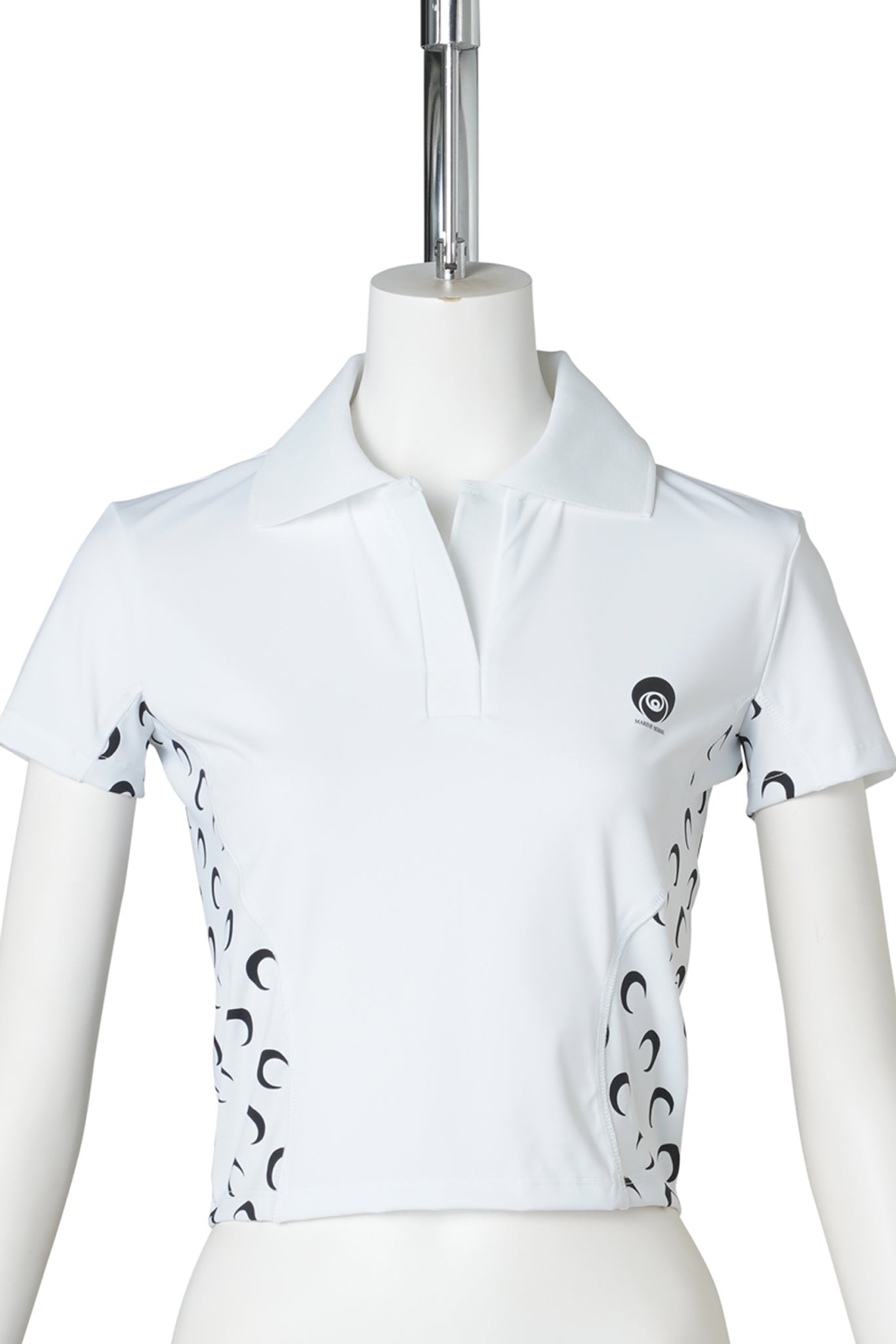 ATHLEISURE SS POLO TOP WITH MOON INSERTS / WH00:OPTICAL WHITE
