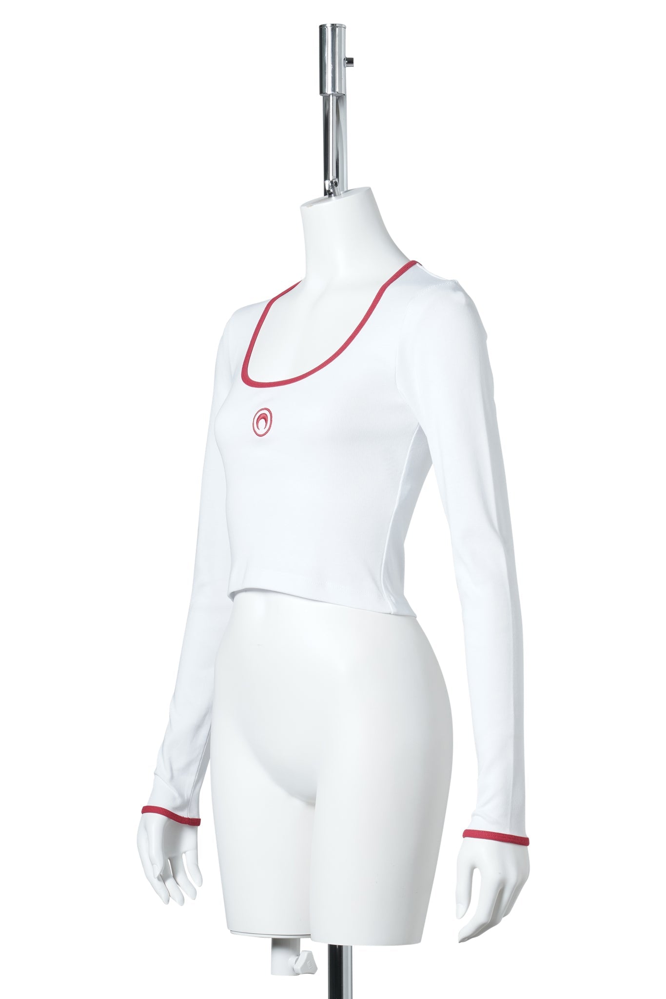 MOON LOGO BICOLOR JERSEY LS ROUNDNECK T-SHIRT / WH17:WHITE/RED