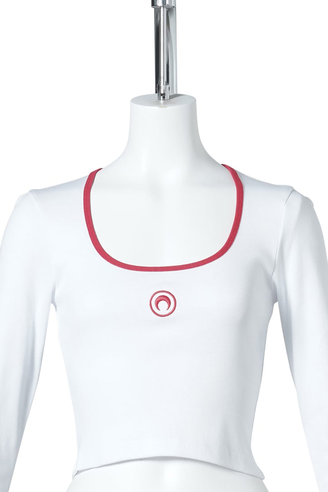 MOON LOGO BICOLOR JERSEY LS ROUNDNECK T-SHIRT / WH17:WHITE/RED