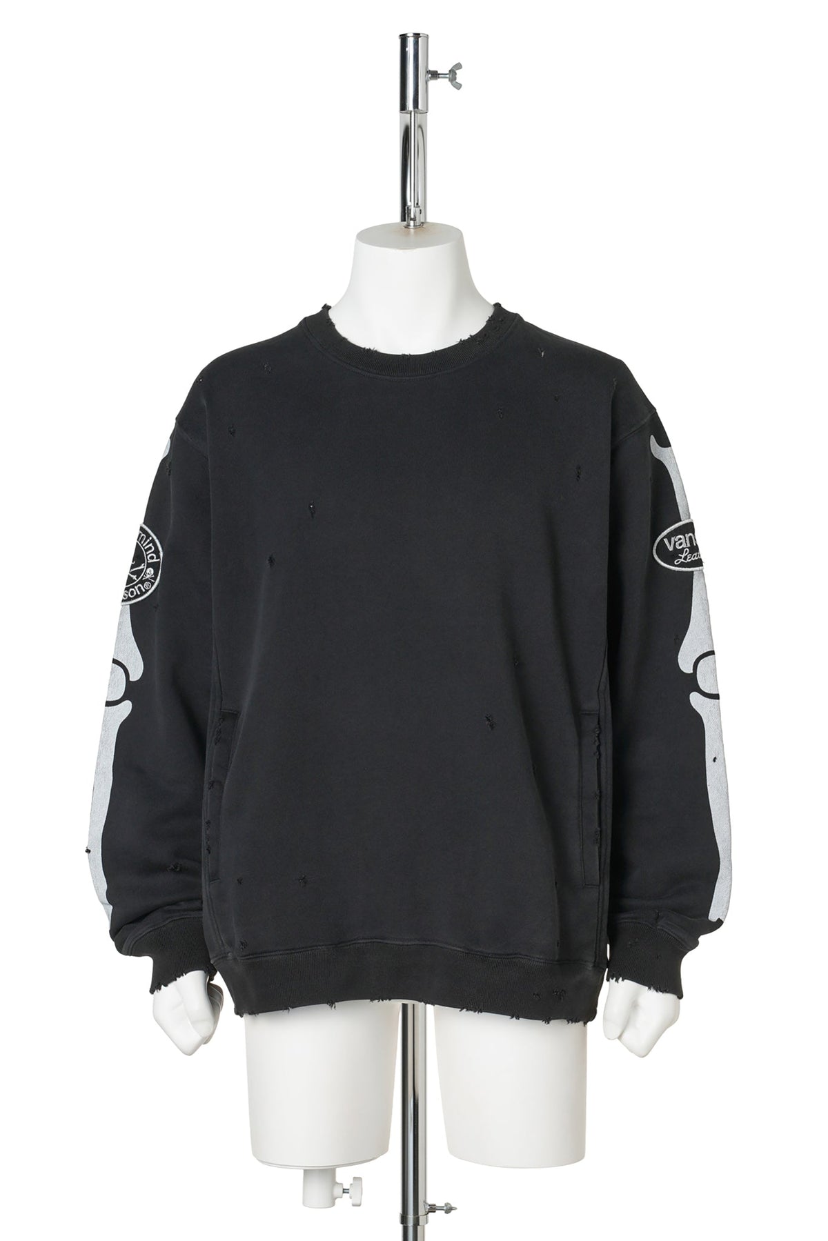 VANSON CREWNECK SWEATSHIRT DAMAGED R-FIT / 012:BLACK
