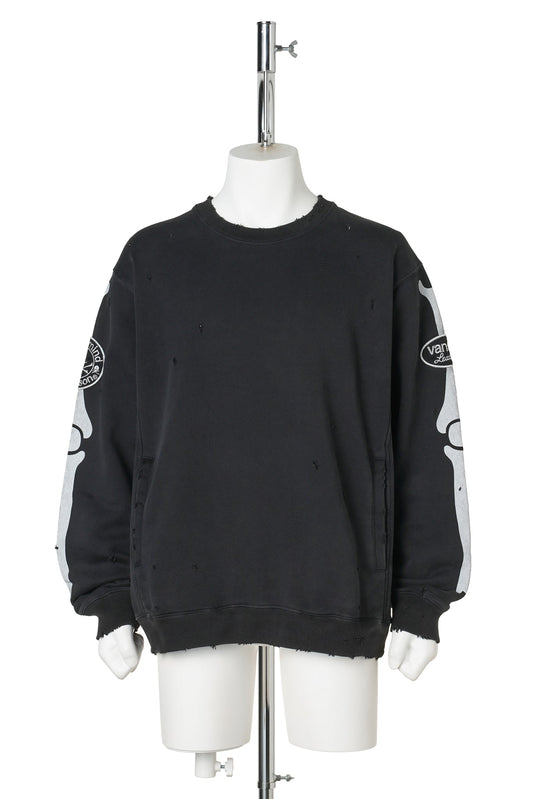 VANSON CREWNECK SWEATSHIRT DAMAGED R-FIT / 012:BLACK