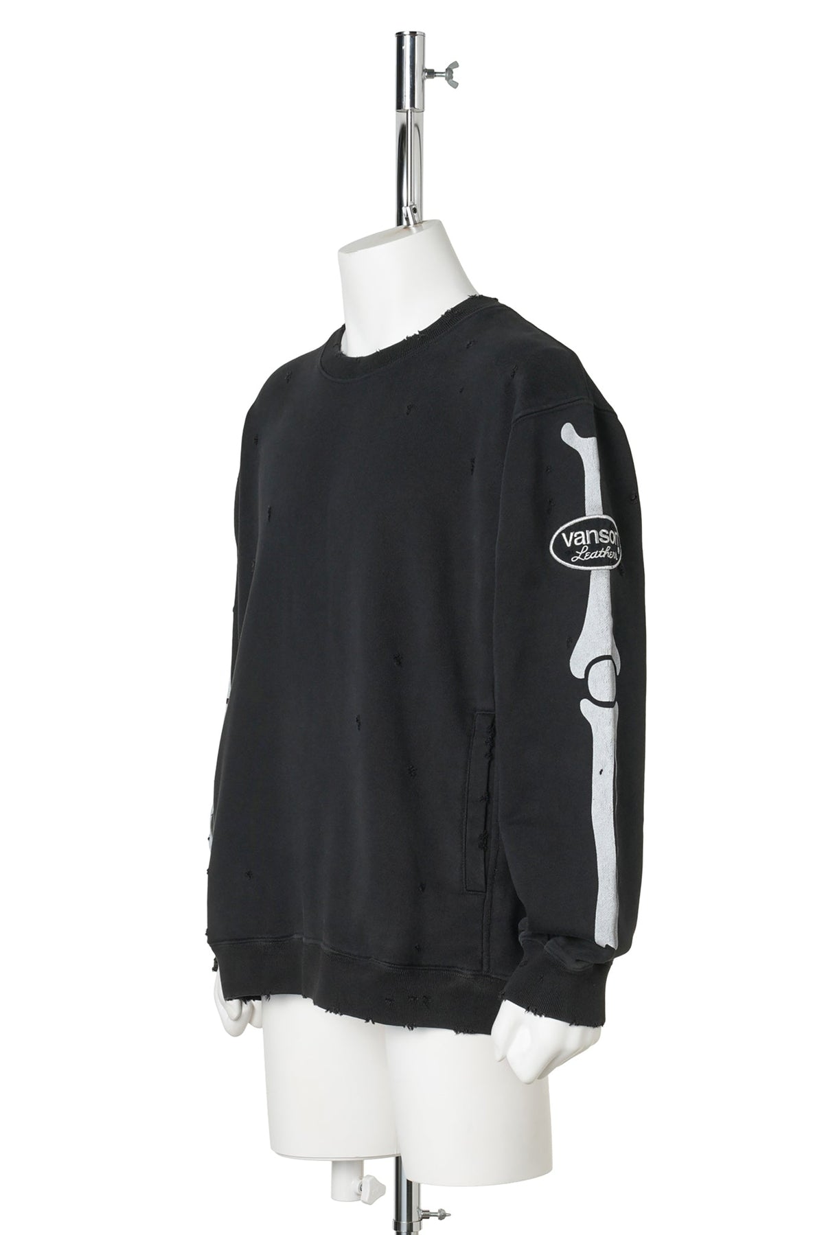 VANSON CREWNECK SWEATSHIRT DAMAGED R-FIT / 012:BLACK