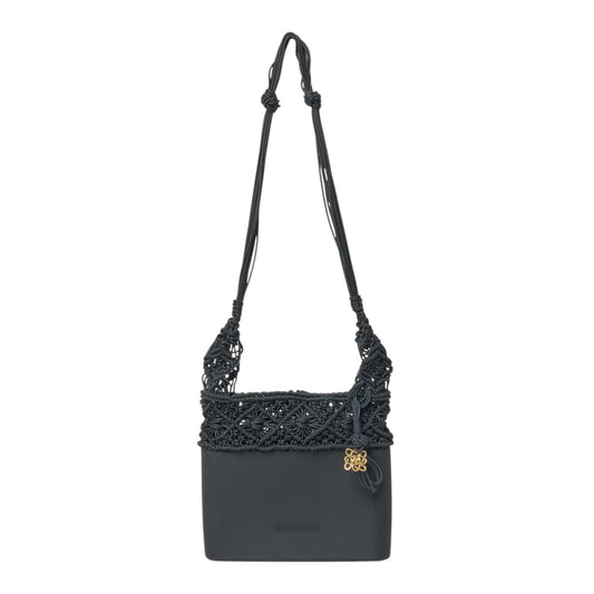 KNOT SILICONE KNITTING MIDI SHOULDER BAG / BLACK