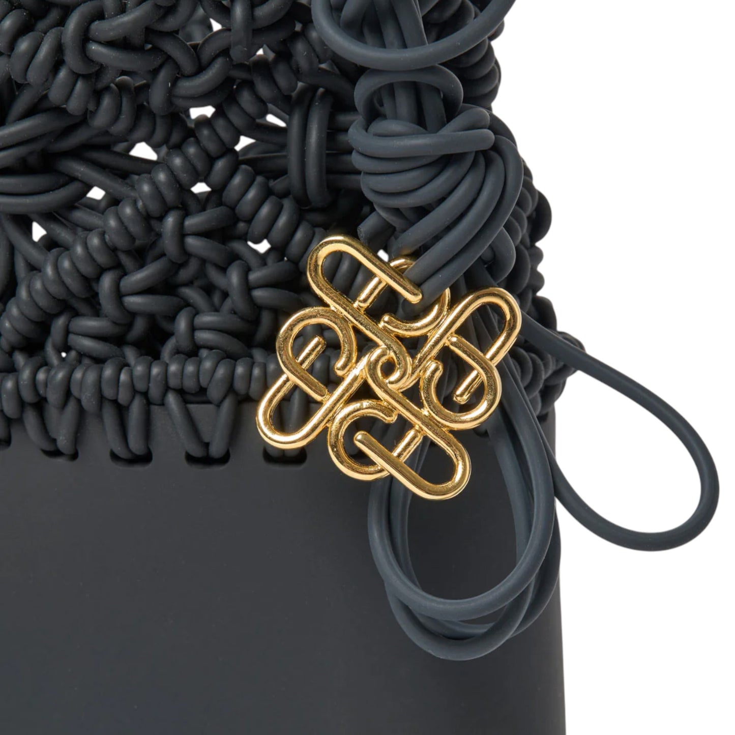 KNOT SILICONE KNITTING MINI SHOULDER BAG / BLACK