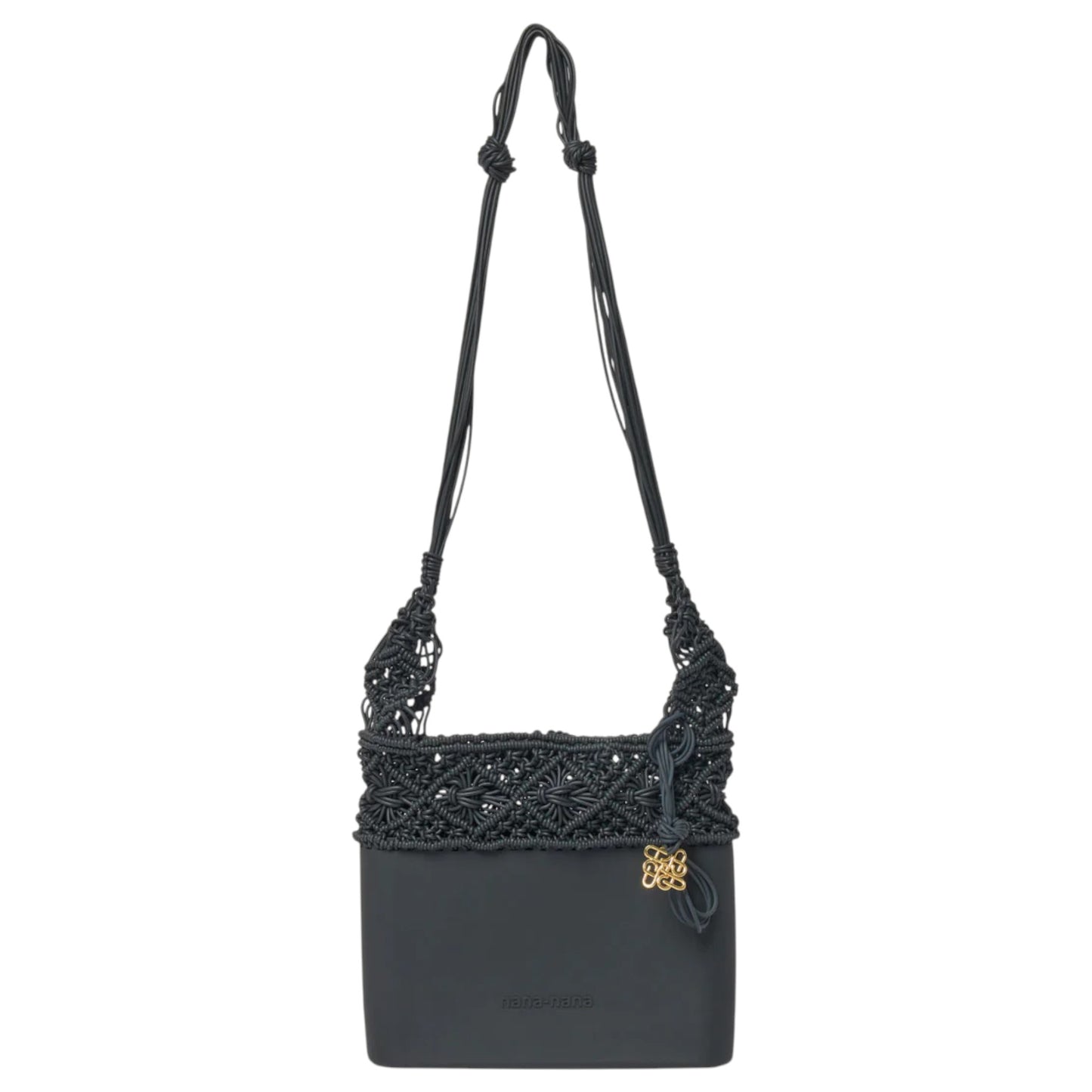KNOT SILICONE KNITTING MIDI SHOULDER BAG / BLACK