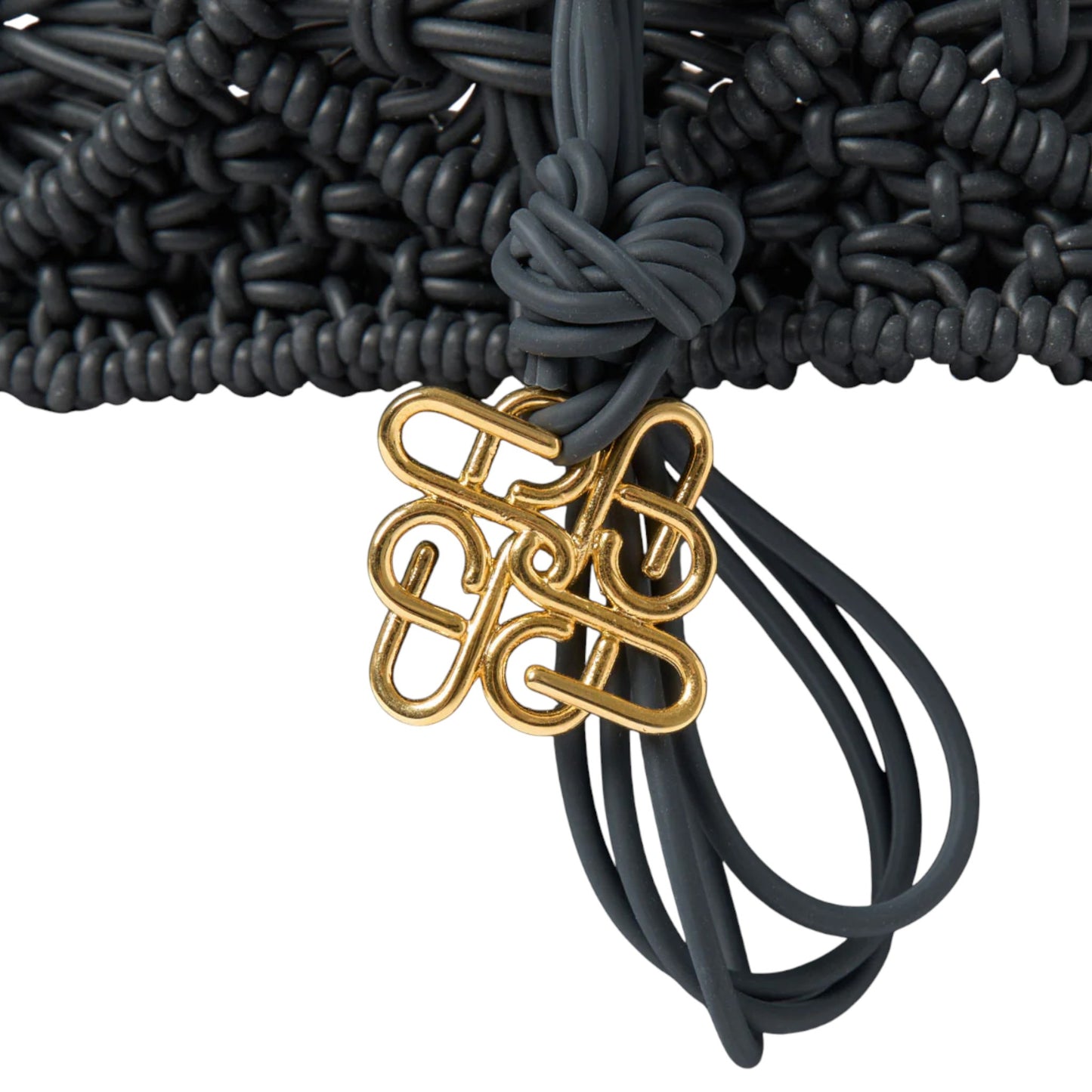 KNOT SILICONE KNITTING MIDI SHOULDER BAG / BLACK