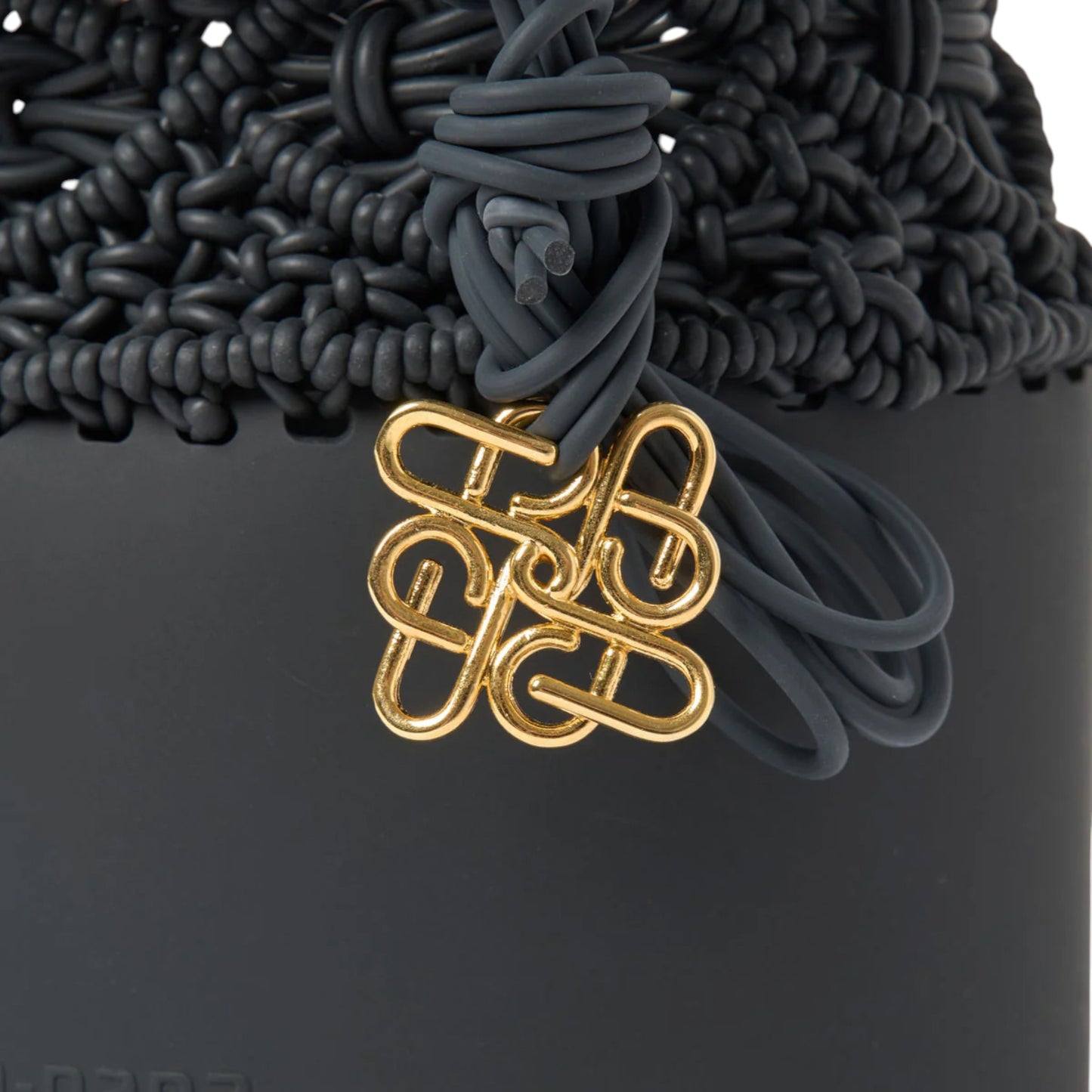 KNOT SILICONE KNITTING BUCKET SHOULDER BAG / BLACK