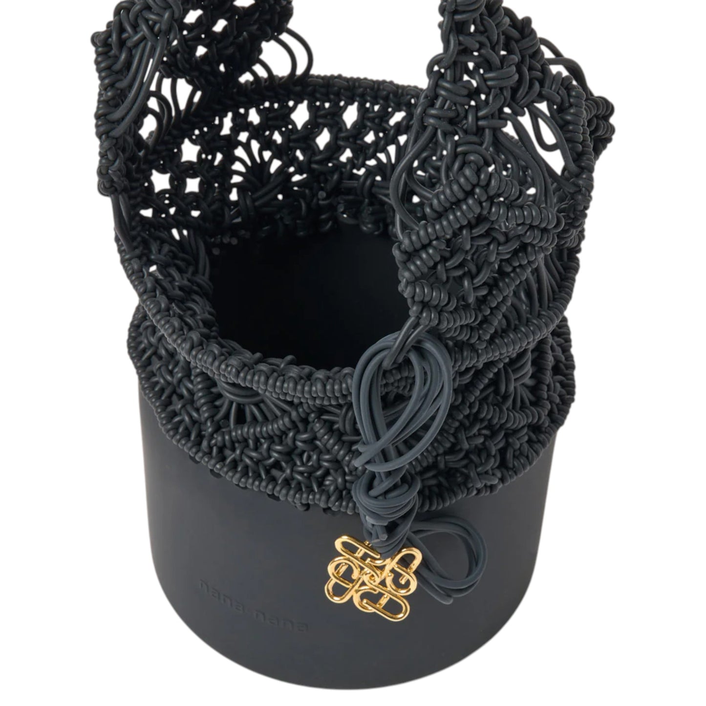 KNOT SILICONE KNITTING BUCKET SHOULDER BAG / BLACK