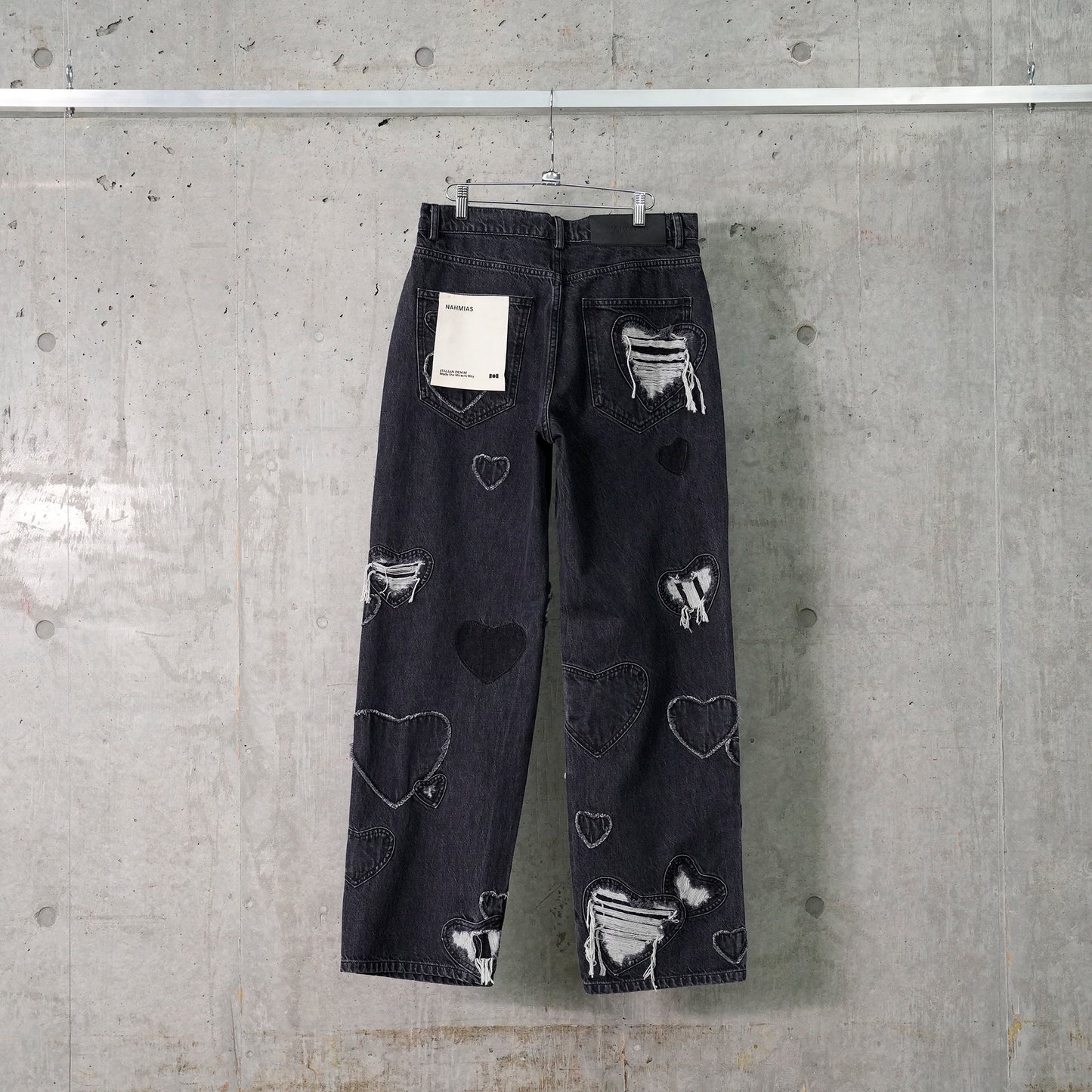 HEART PATCHWORK JEANS / HEART CHARCOAL WASH