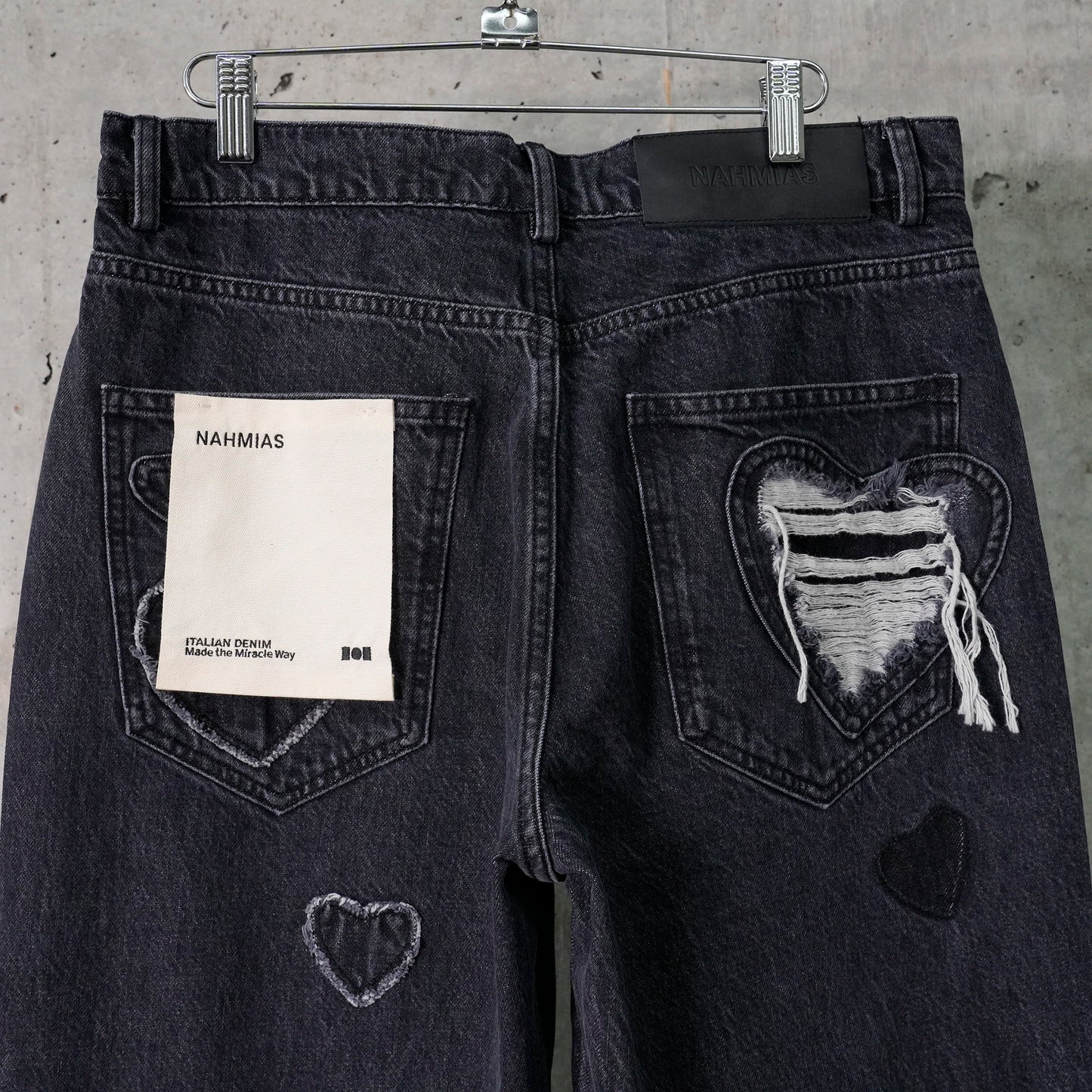 HEART PATCHWORK JEANS / HEART CHARCOAL WASH